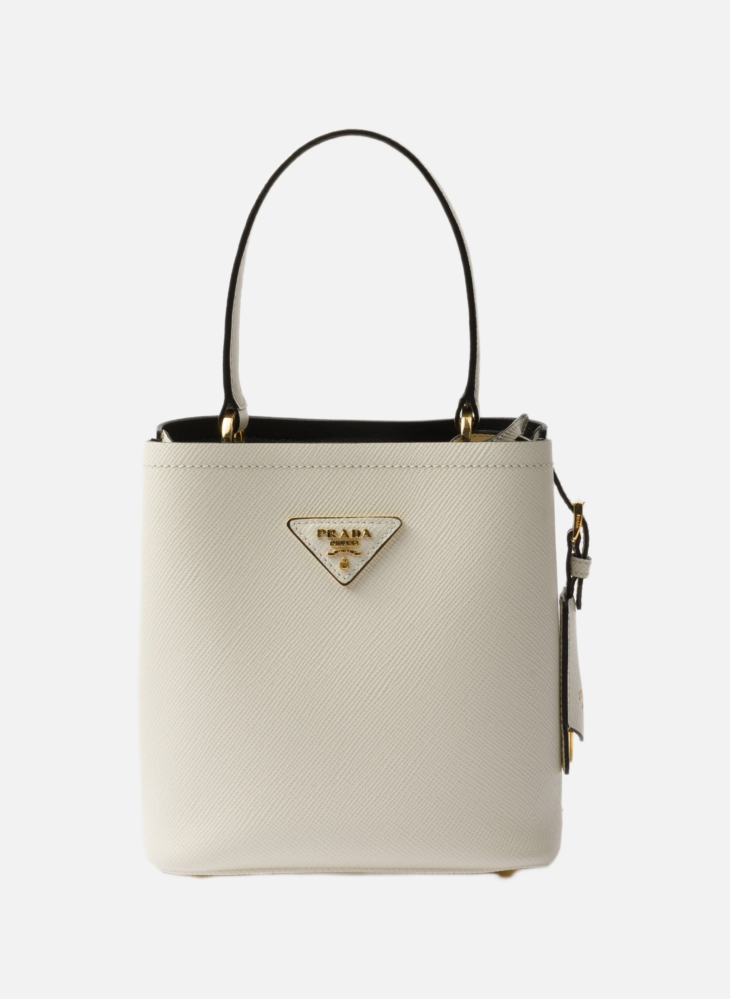 Mini sac prada panier en cuir saffiano PRADA Blanc