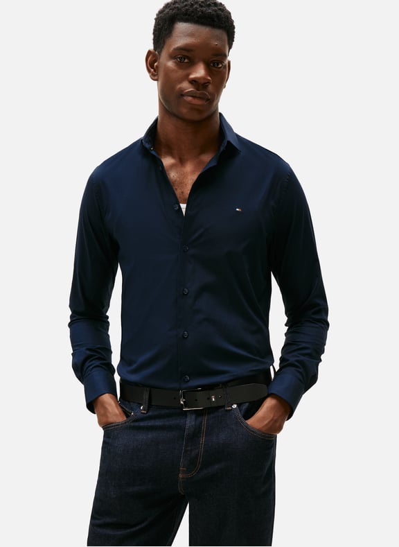 Fitted cotton shirt Blue by TOMMY HILFIGER TOMMY HILFIGER Fitted cotton shirt Blue