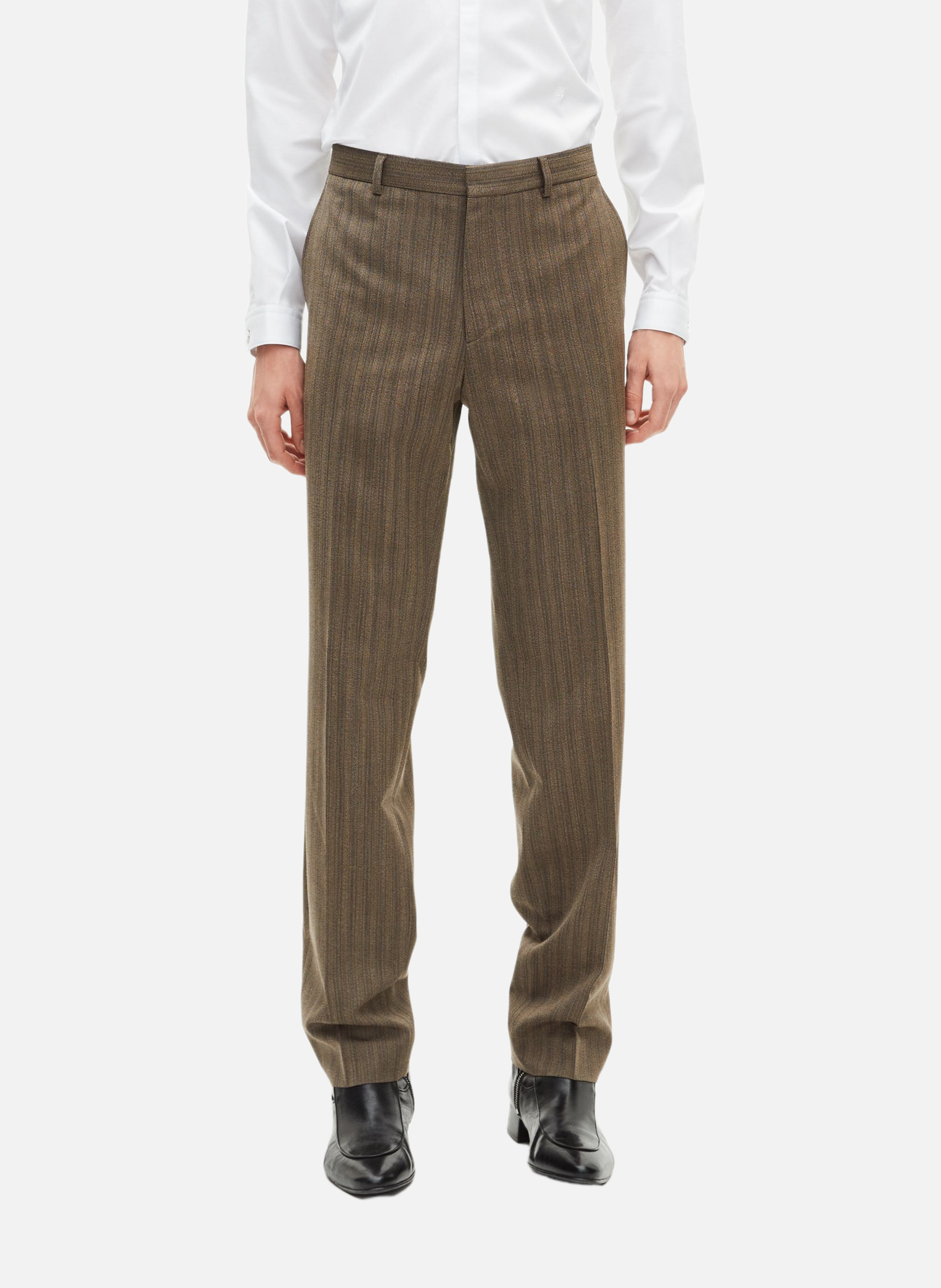 Pantalon de costume droit à rayures THE KOOPLES Marron