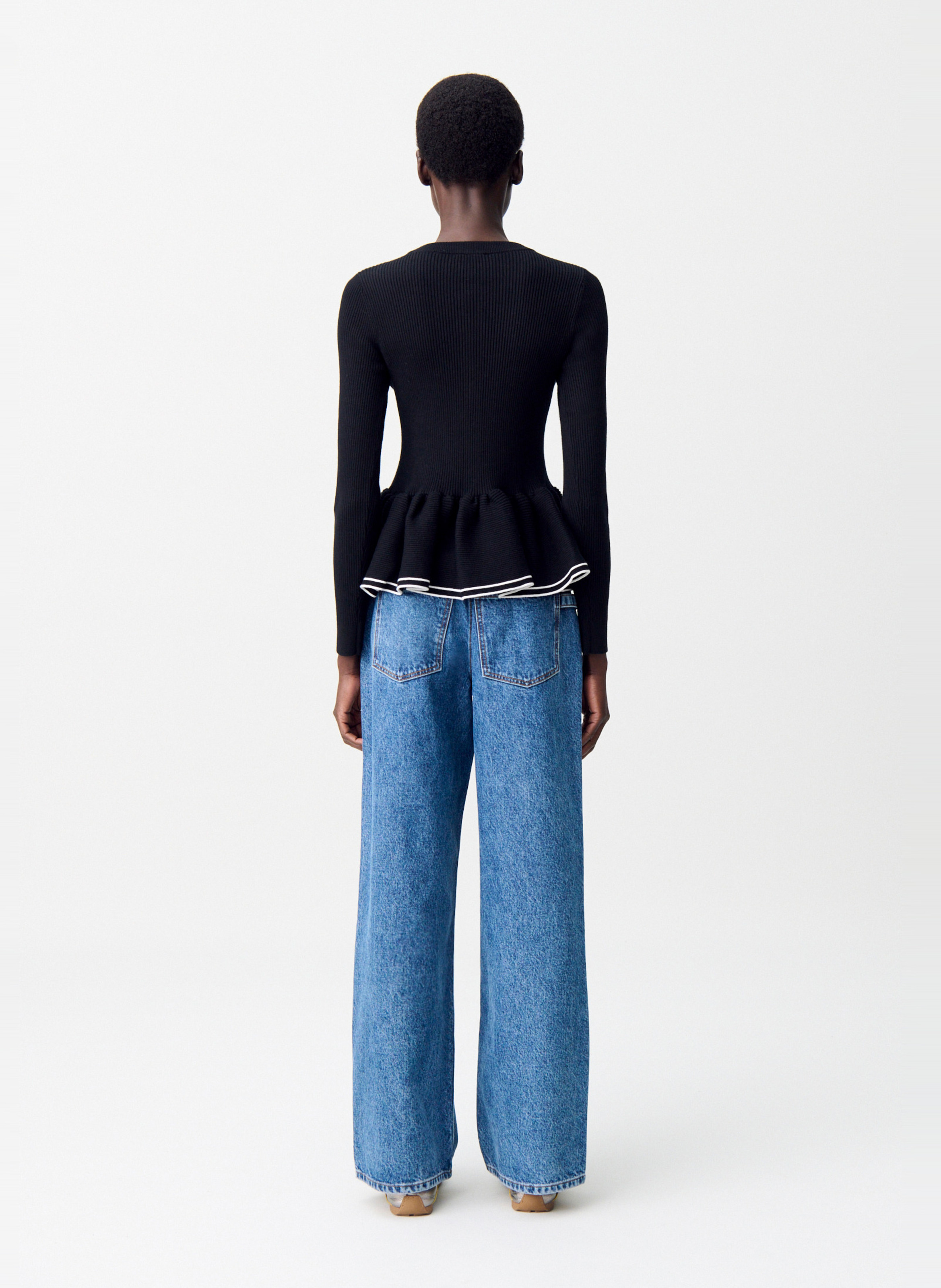 Cardigan côtelé moulant col rond mizuki CLAUDIE PIERLOT Noir