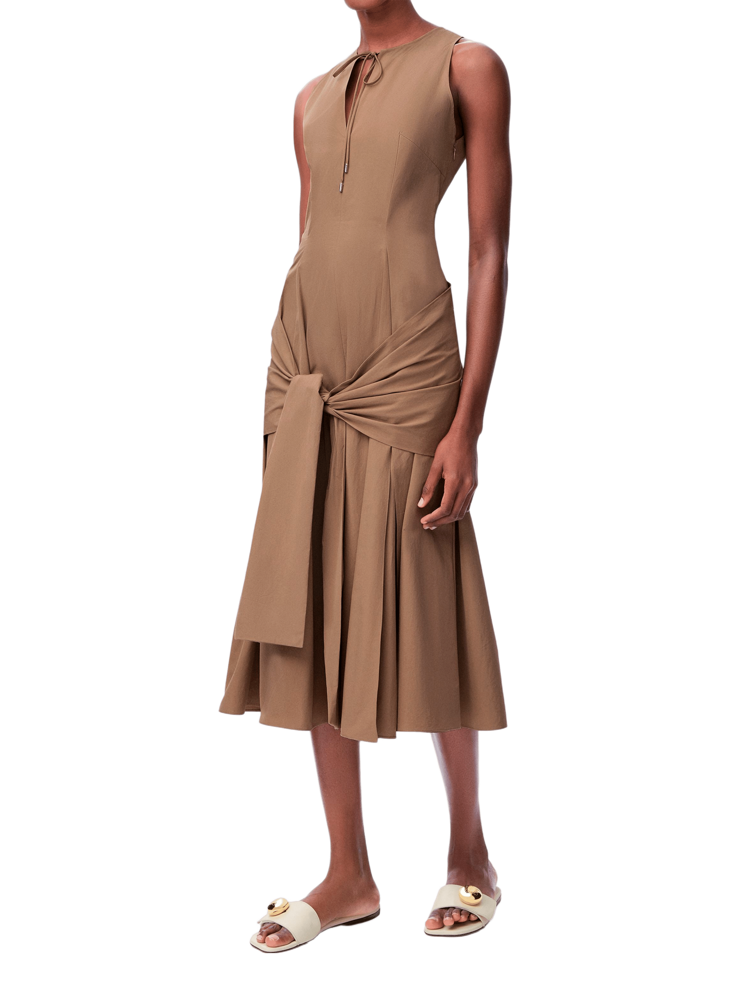 LOEWE Cotton wrap midi dress Beige