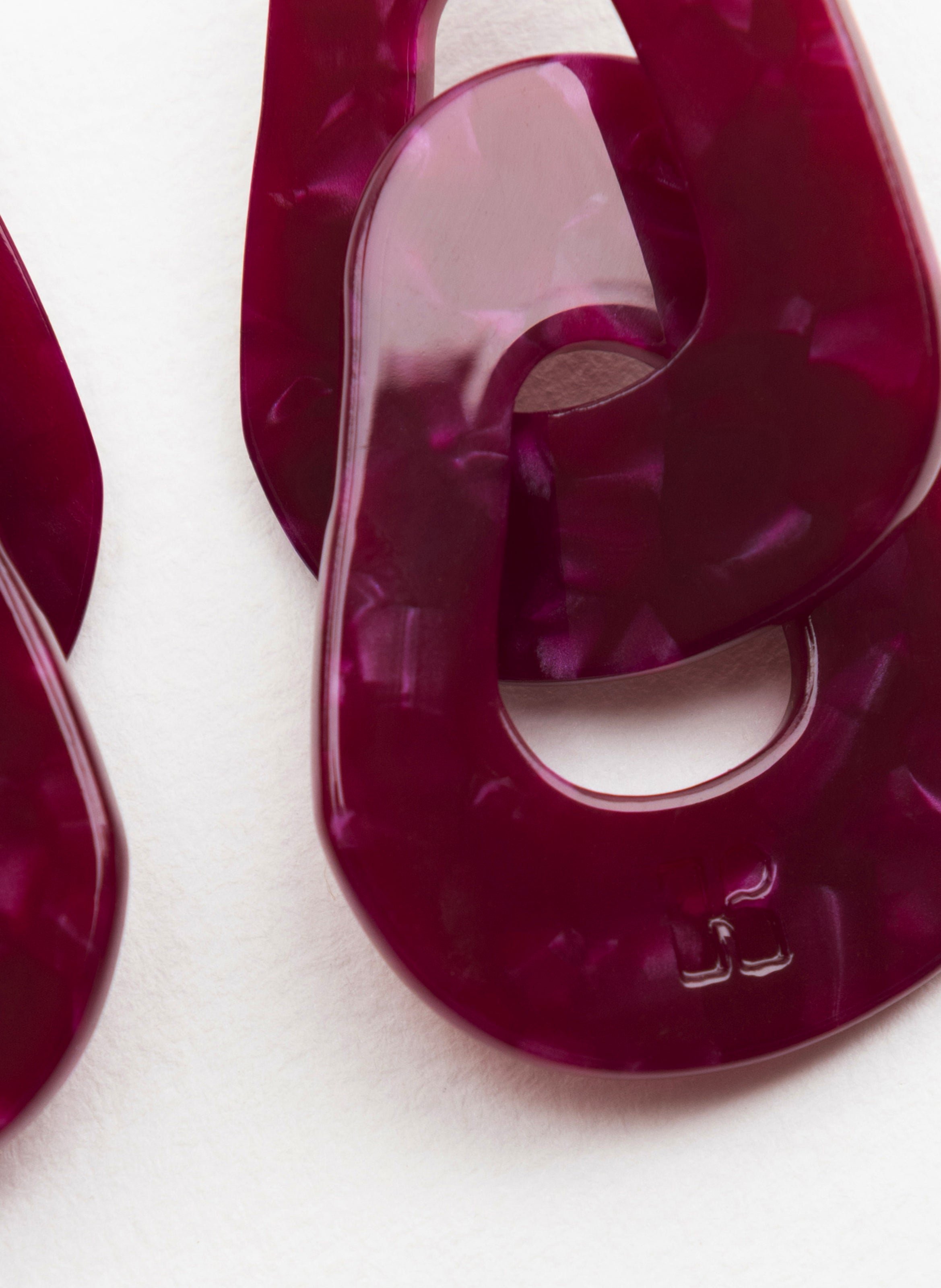 Boucles d'oreilles maillons en acétate de cellulose KURAGE GINZA Bleu