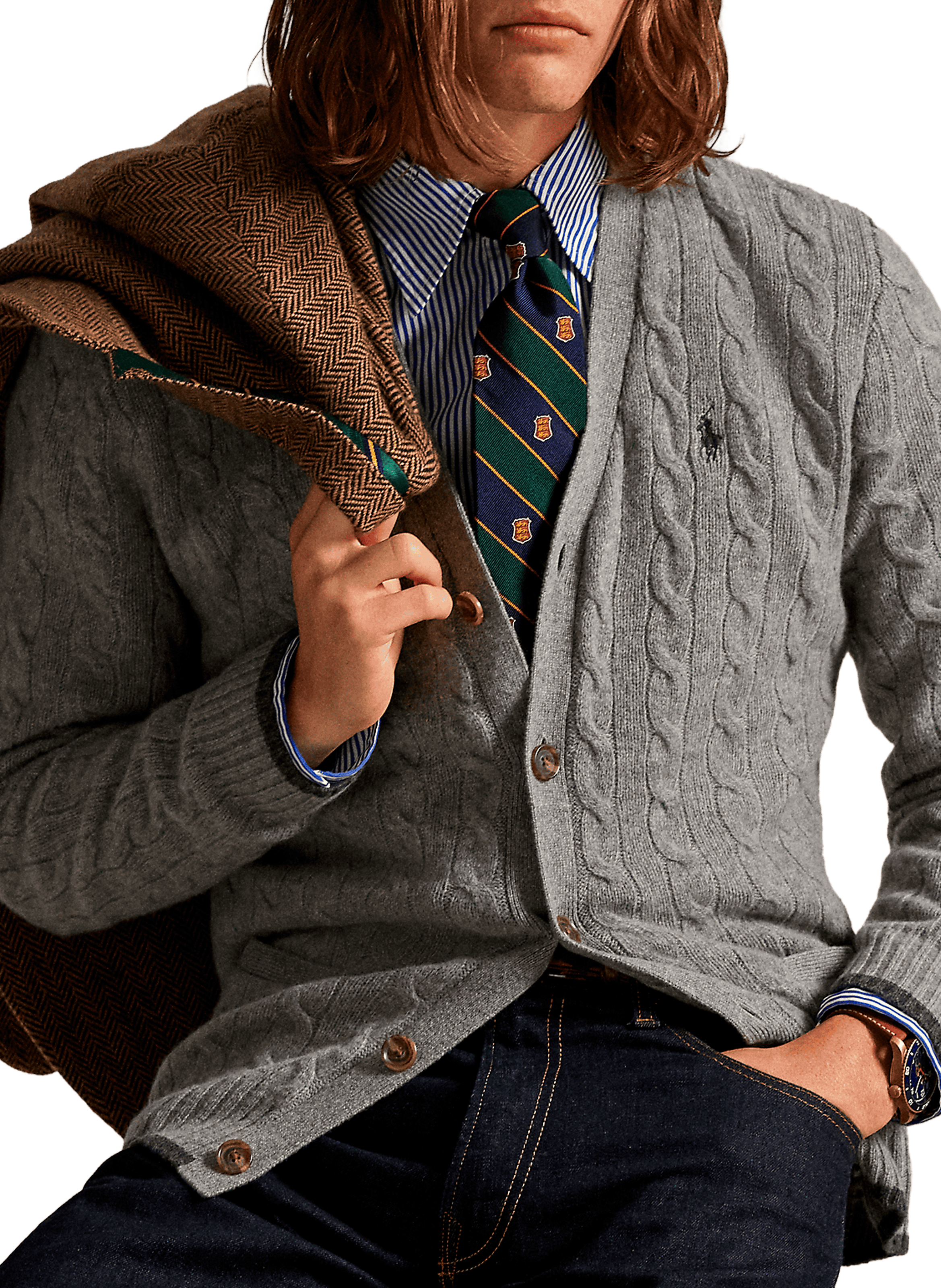 Gilet en laine et cachemire POLO RALPH LAUREN Gris