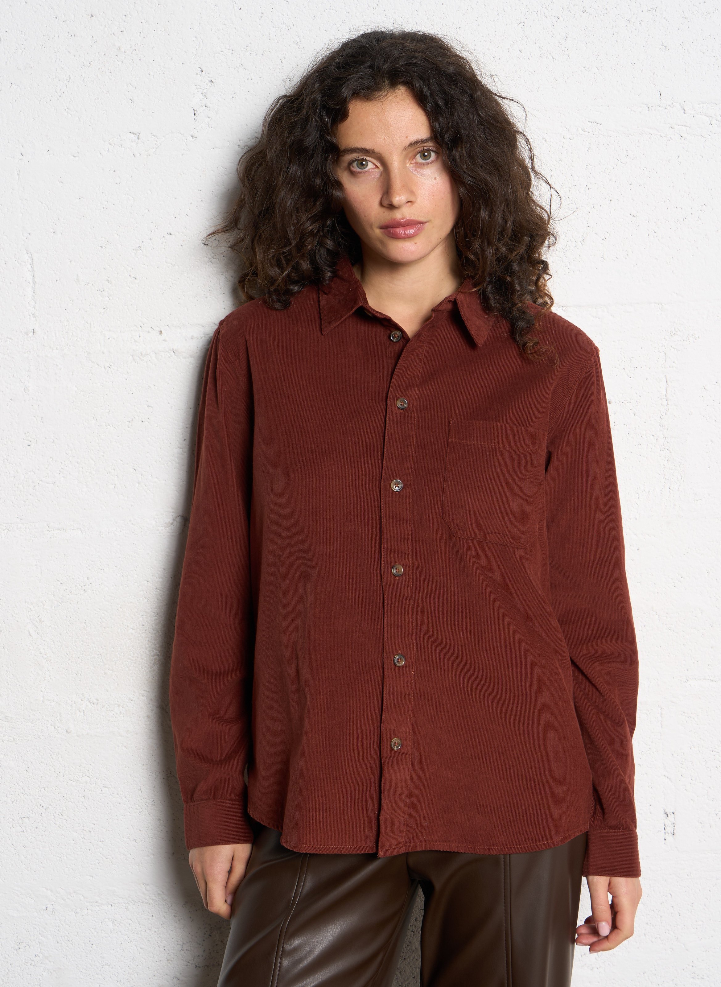 Chemise droite en velours côtelé intrepide MAISON 123 Rouge