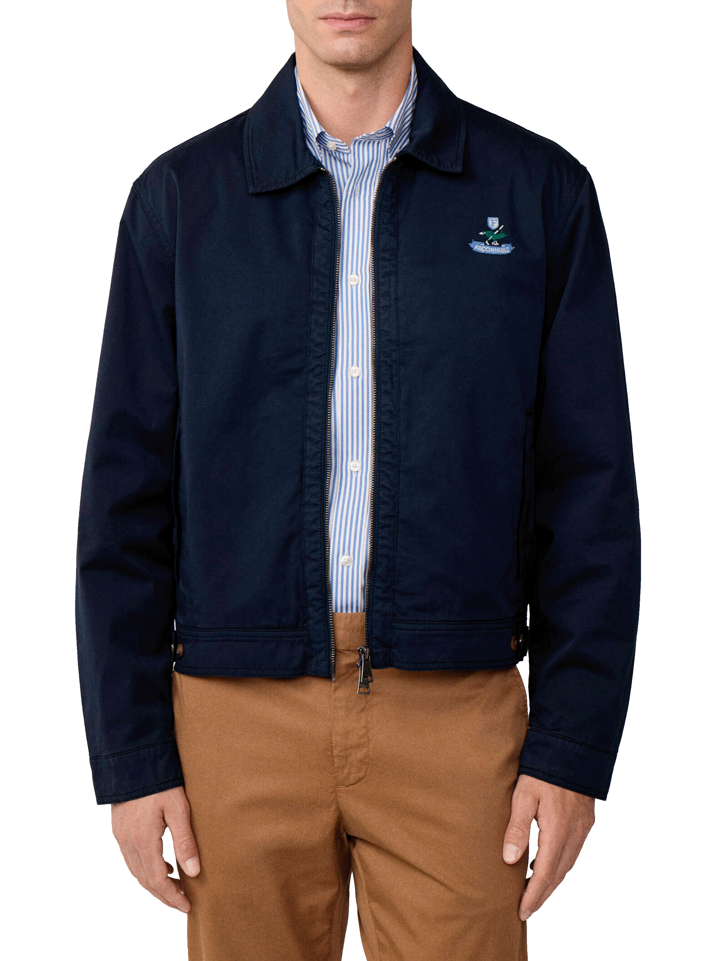 FACONNABLE Blouson droit en coton mélangé Bleu