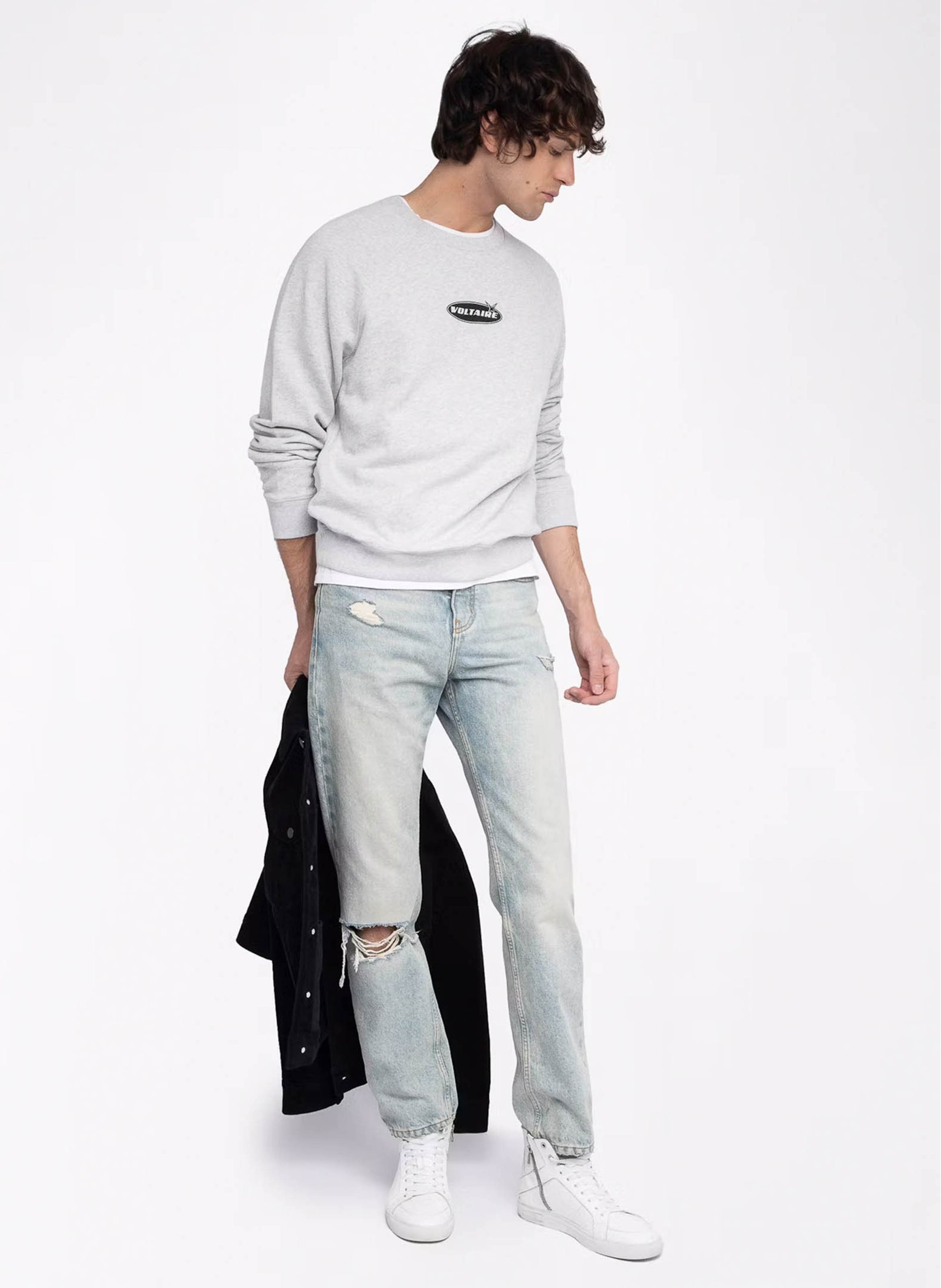 Sweat droit col rond en coton uppy ZADIG&VOLTAIRE Gris