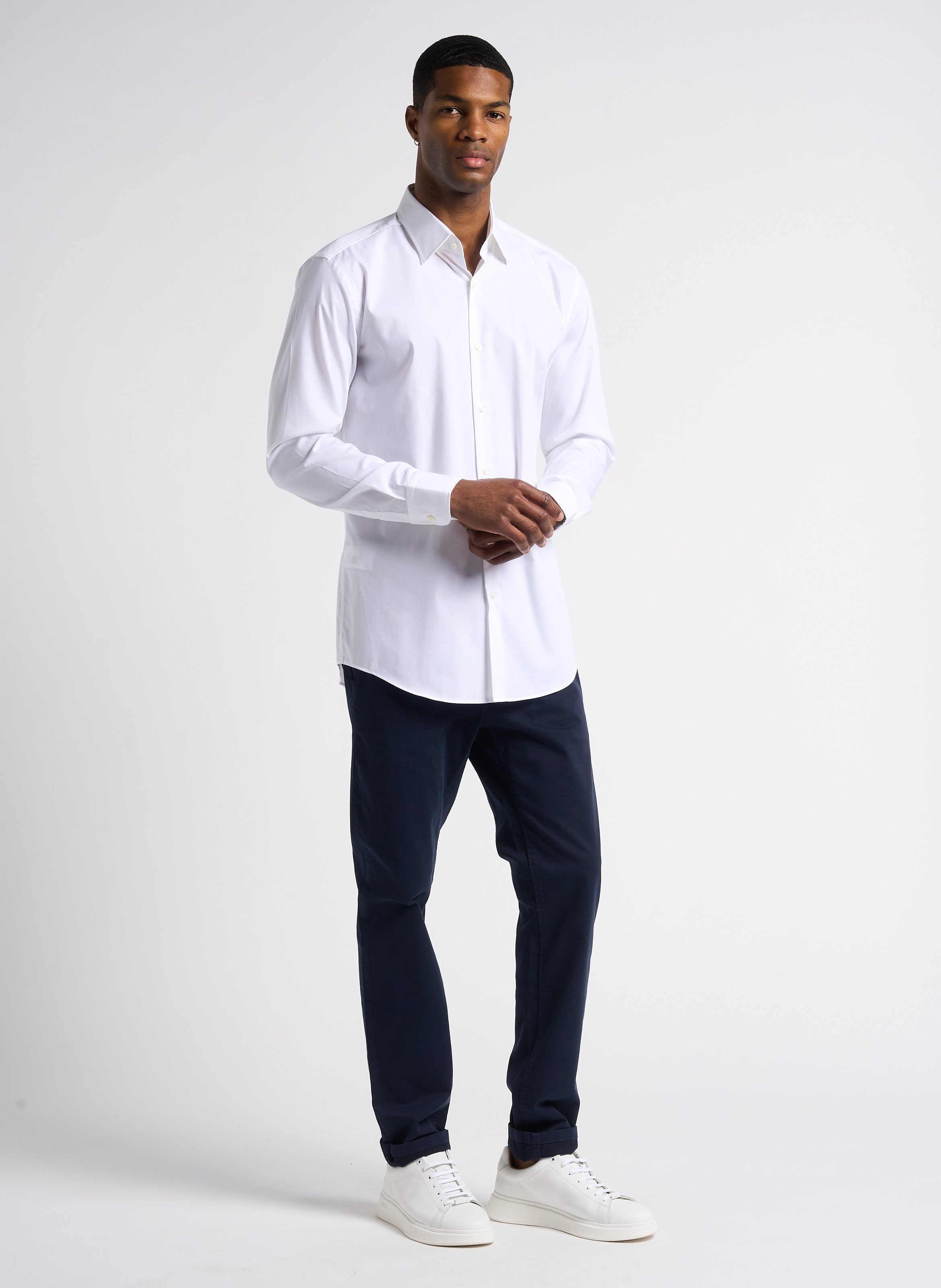 Chemise slim fit en coton mélangé BOSS Blanc