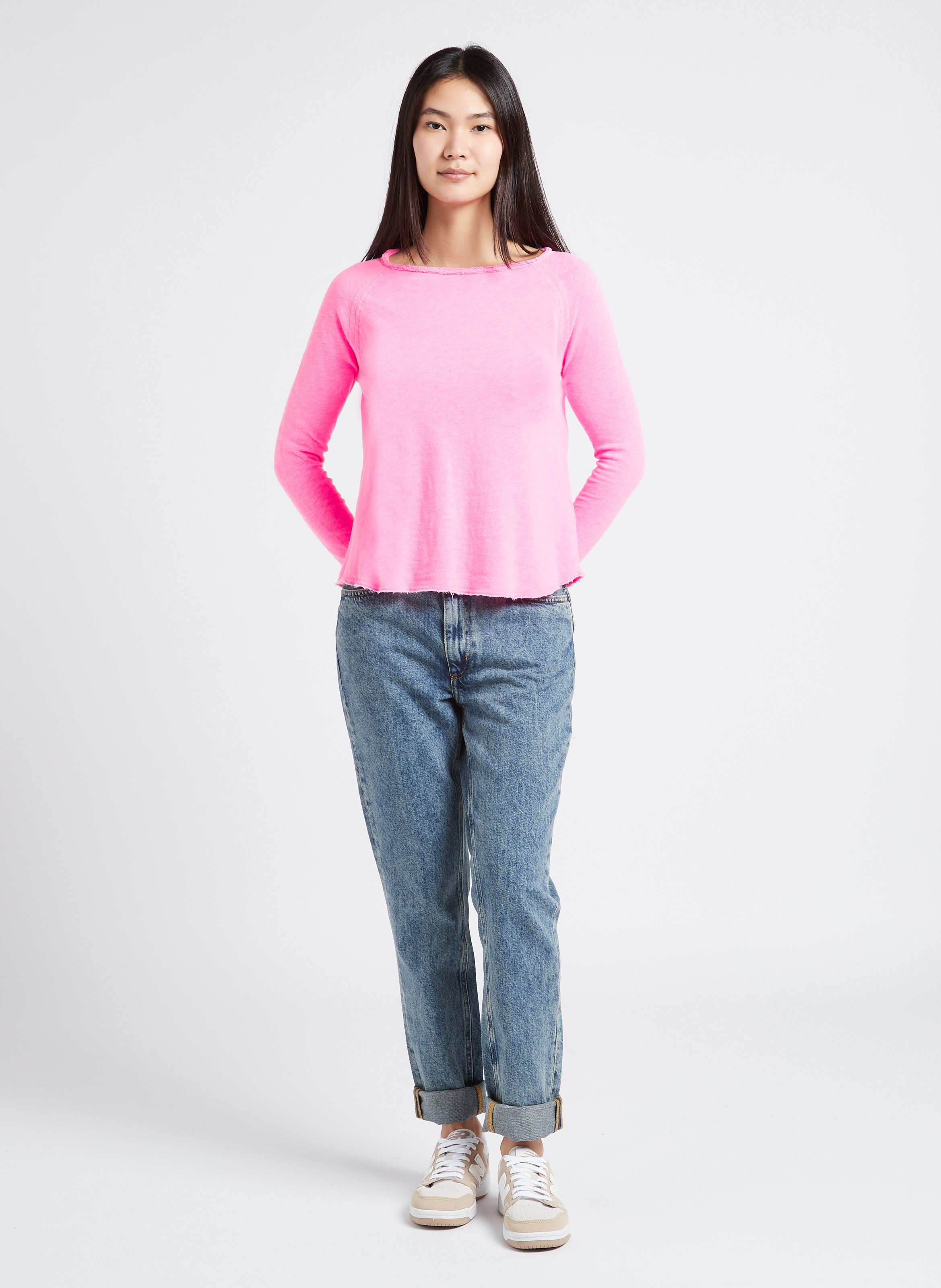 Tee-shirt à col bateau en coton sonoma AMERICAN VINTAGE Rose