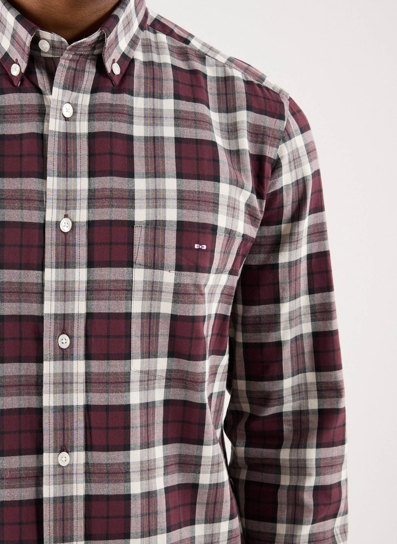 Straight cotton check shirt EDEN PARK Red
