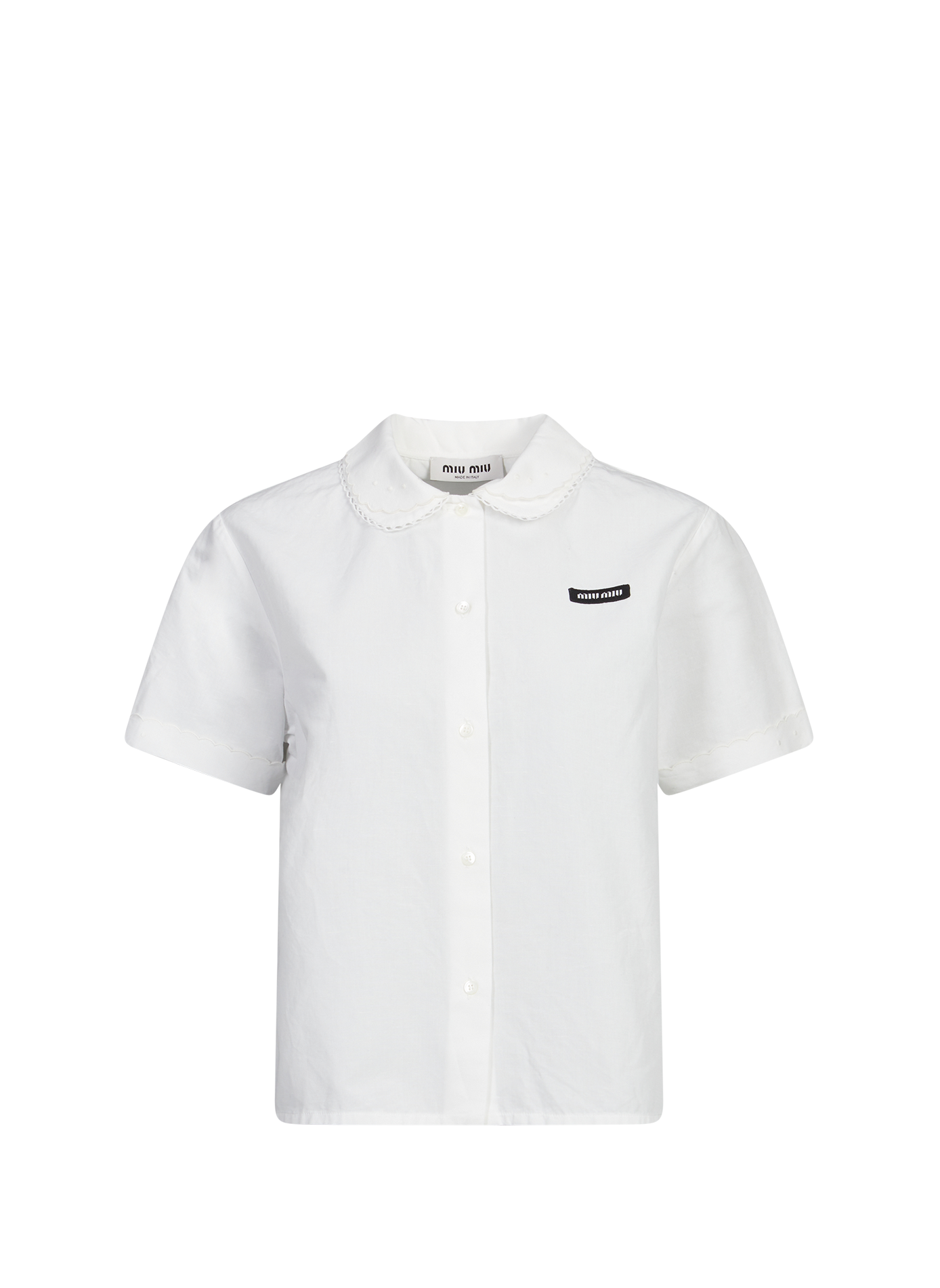 Chemise en popeline flammée MIU MIU Blanc