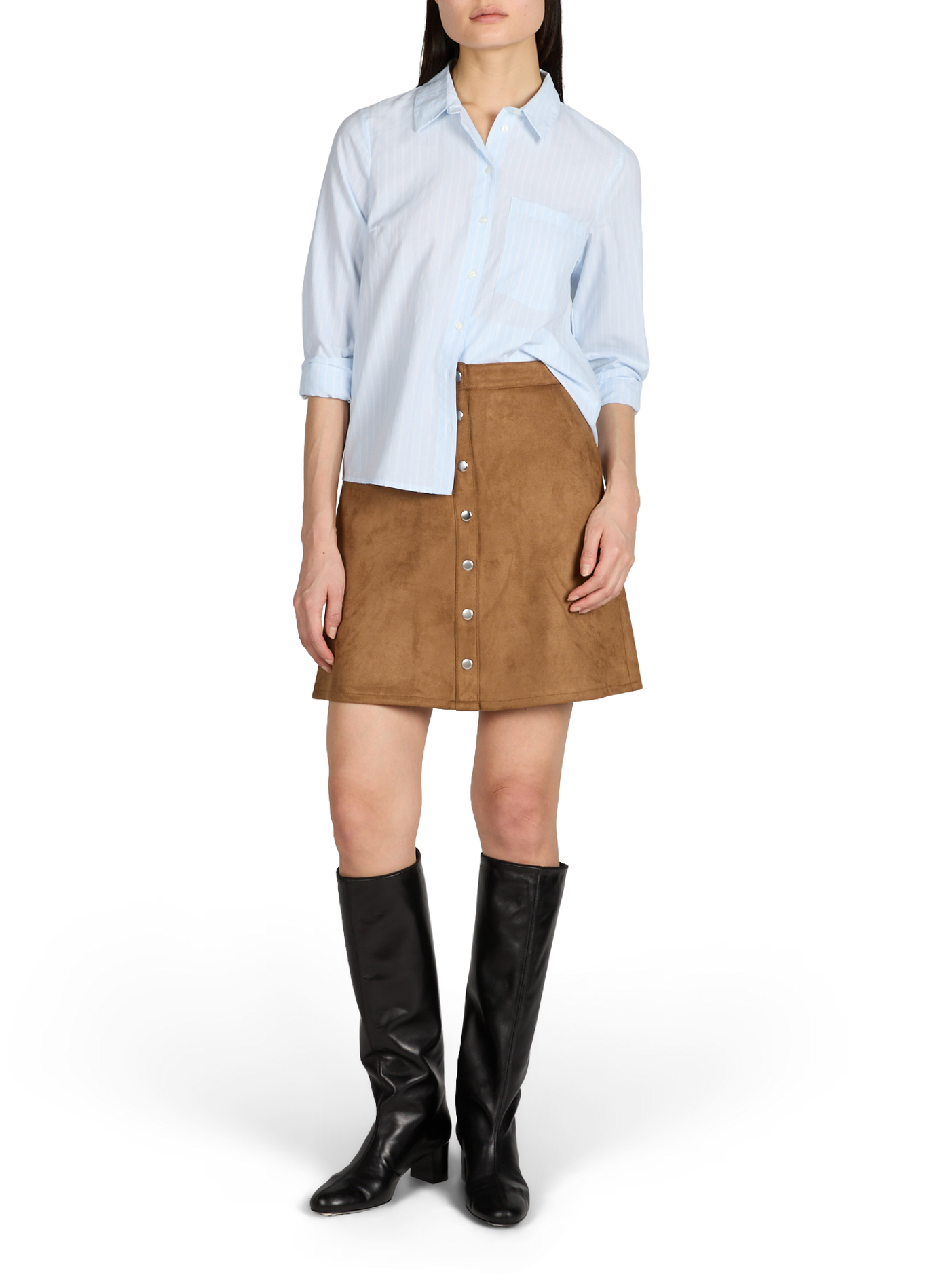 Jupe coupe trapèze suede VILA Marron