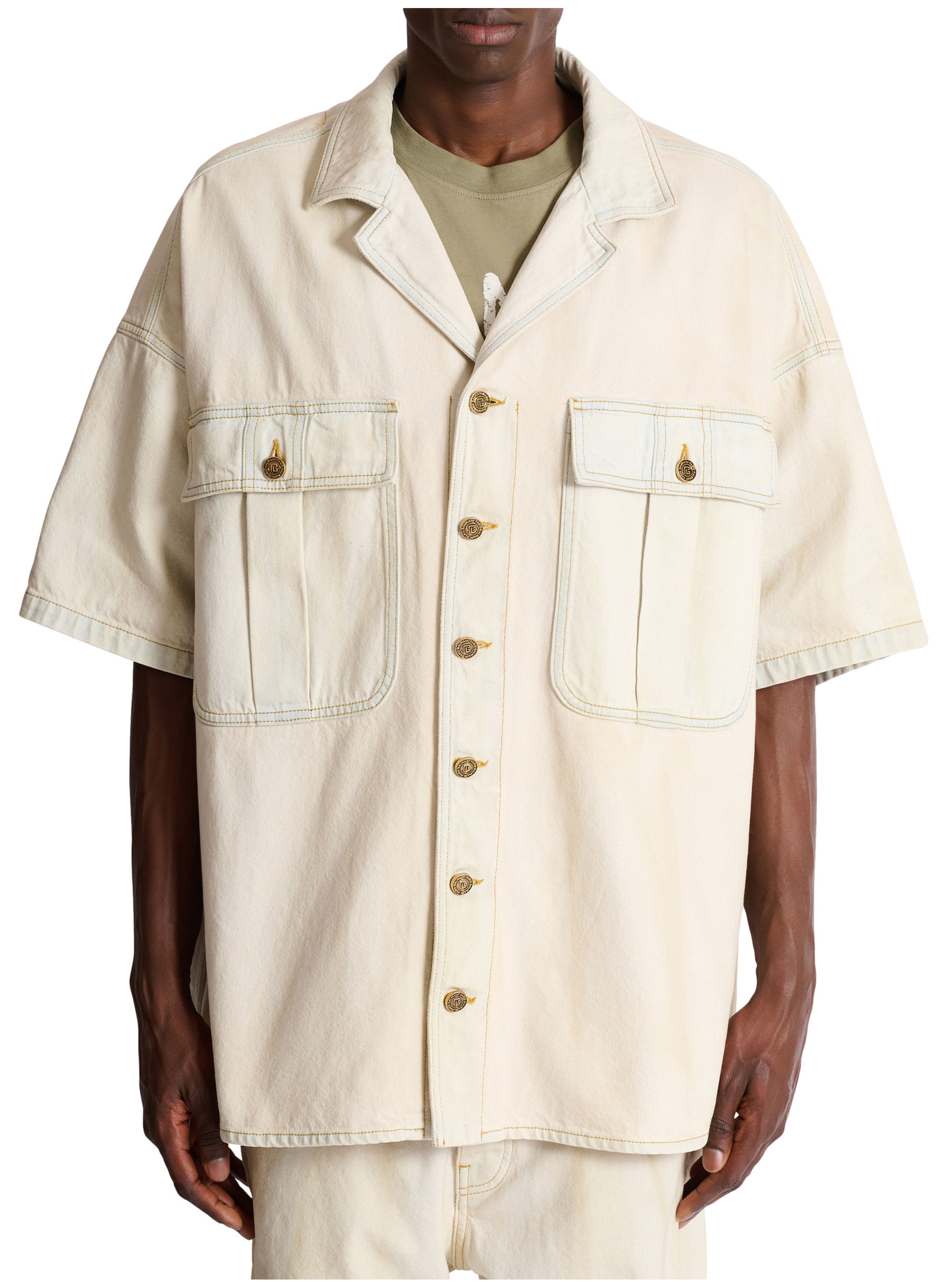 Surchemise en denim délavé BALMAIN Beige