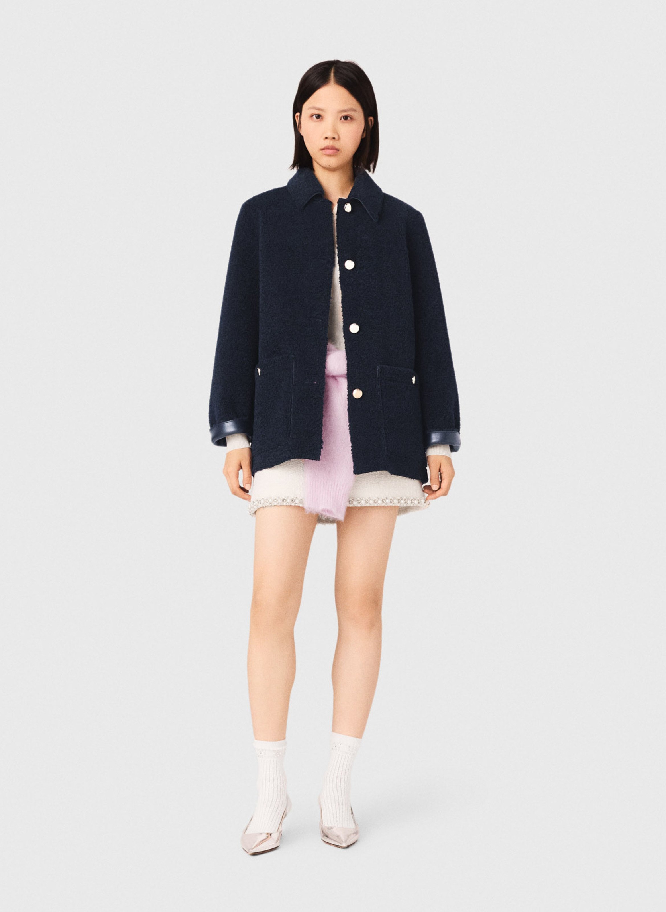 Veste col classique effet cuir MAJE Bleu