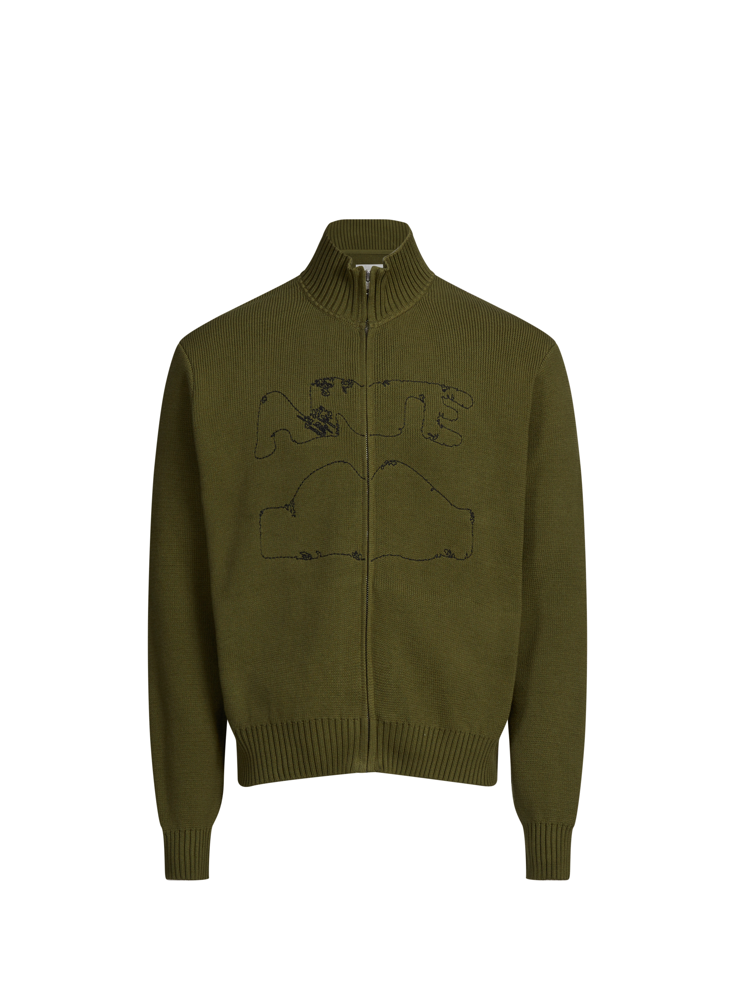 Pull zippé à col montant en coton ARTE ANTWERP Khaki