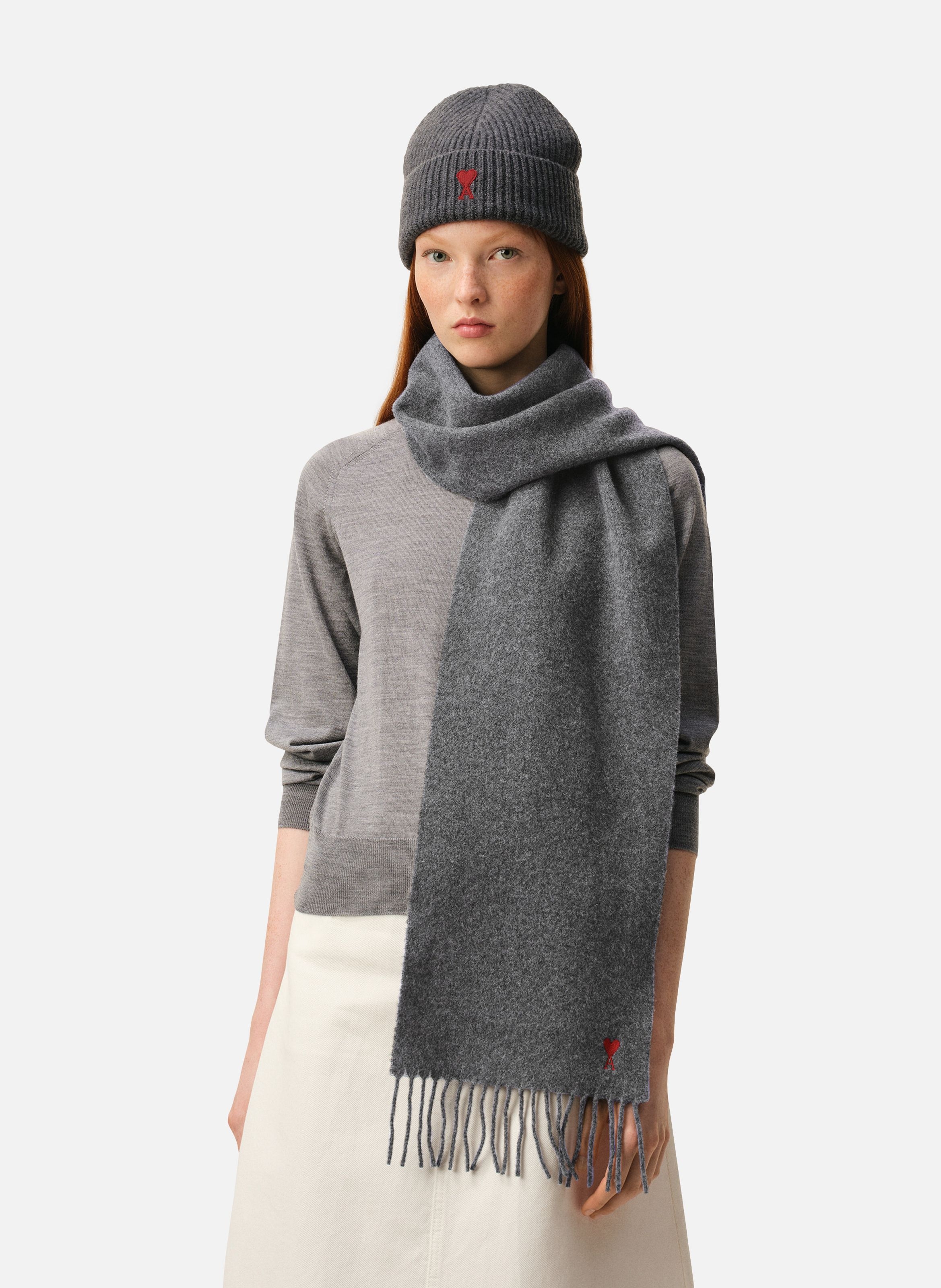Echarpe Ami de Coeur Rouge unisexe AMI PARIS Gris