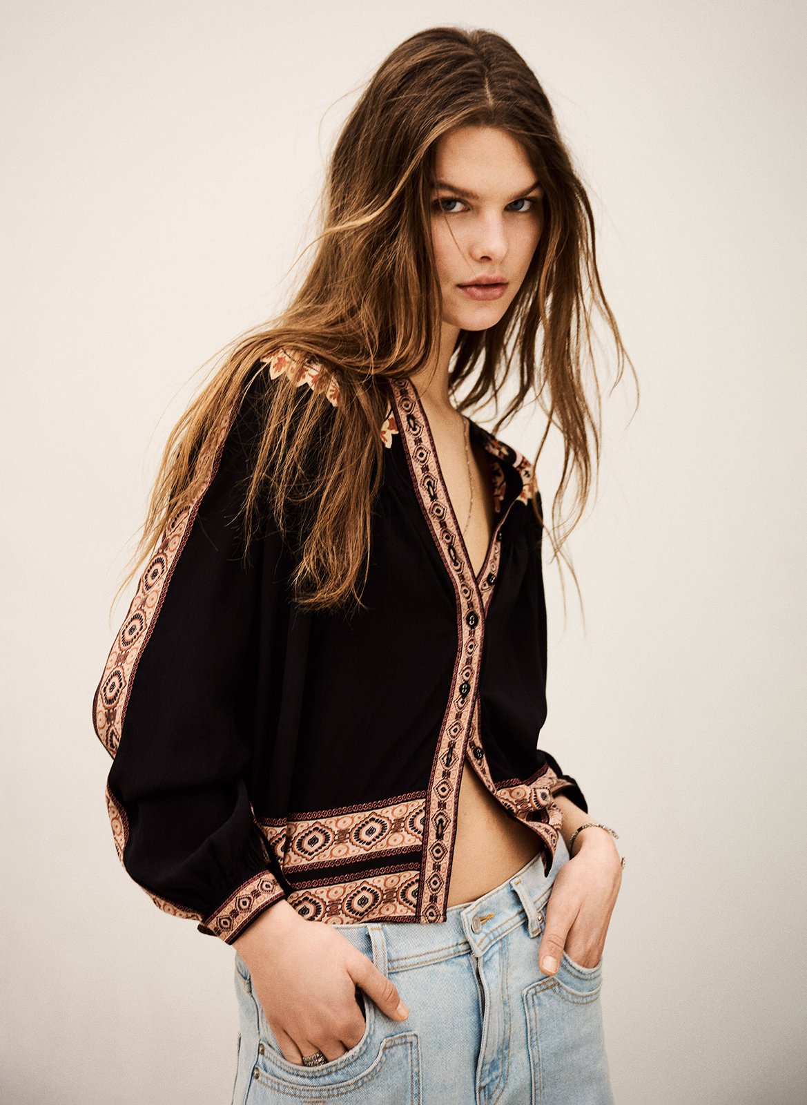 Chemise droite col rond valda BA&SH Noir