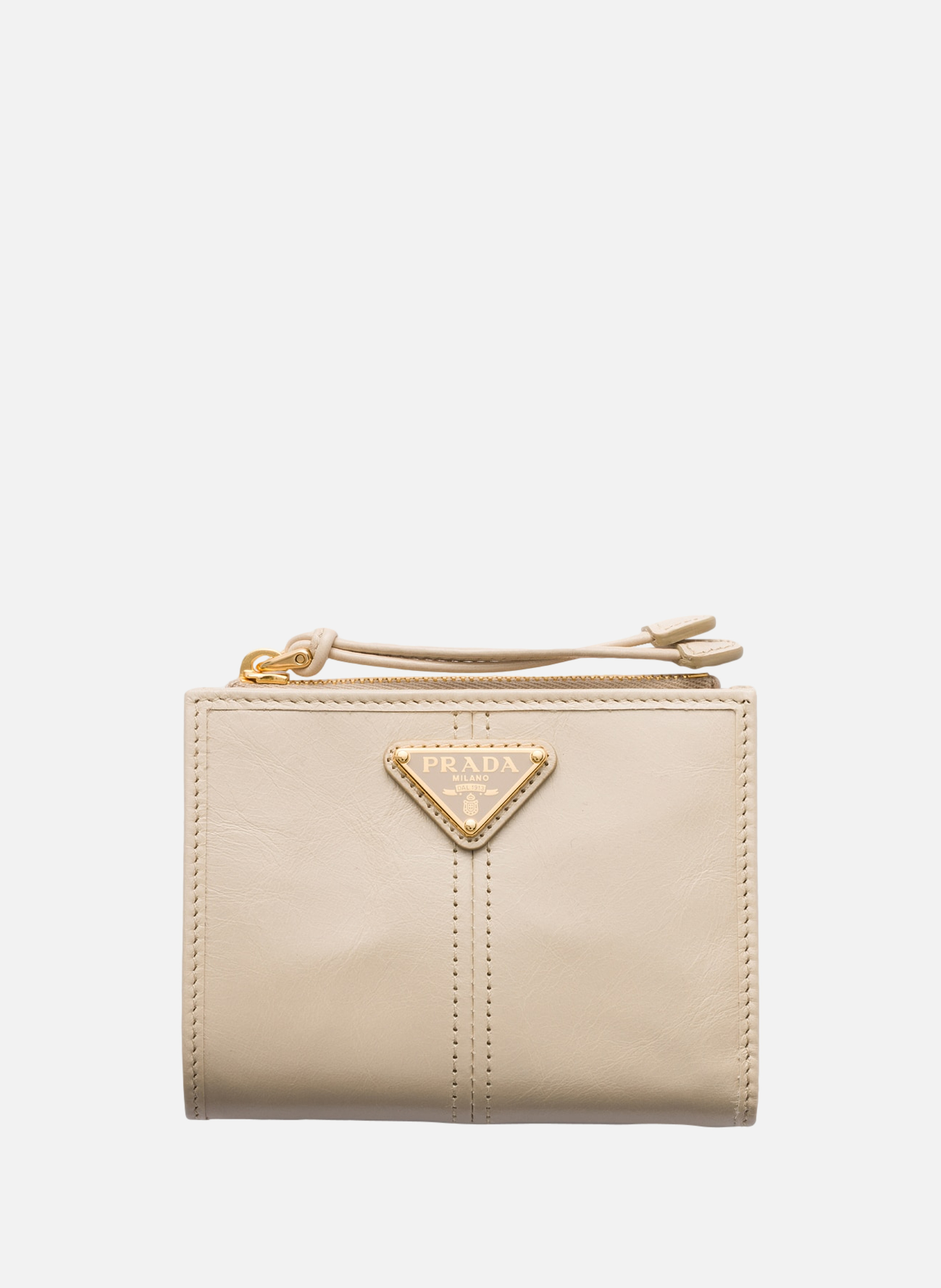 Petit portefeuille en cuir PRADA Beige
