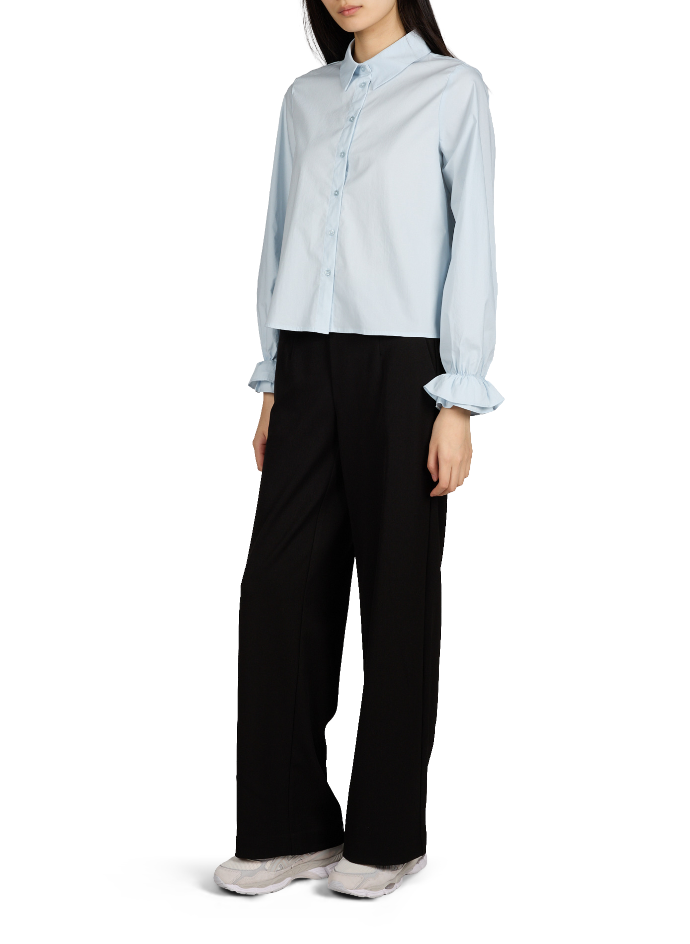 Short shirt in mixed cotton OBJECT Blue