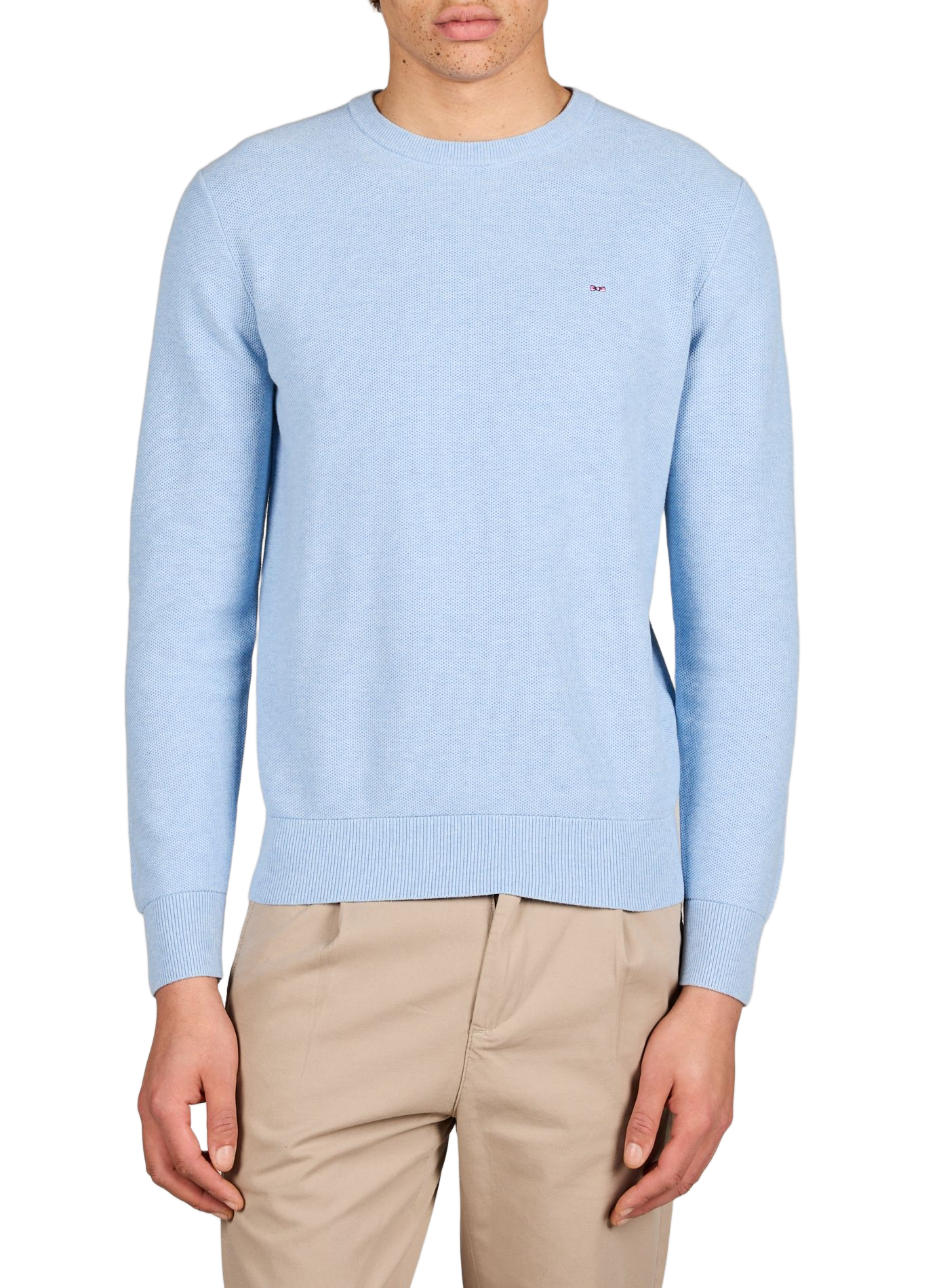 Pull droit col rond en coton EDEN PARK Bleu