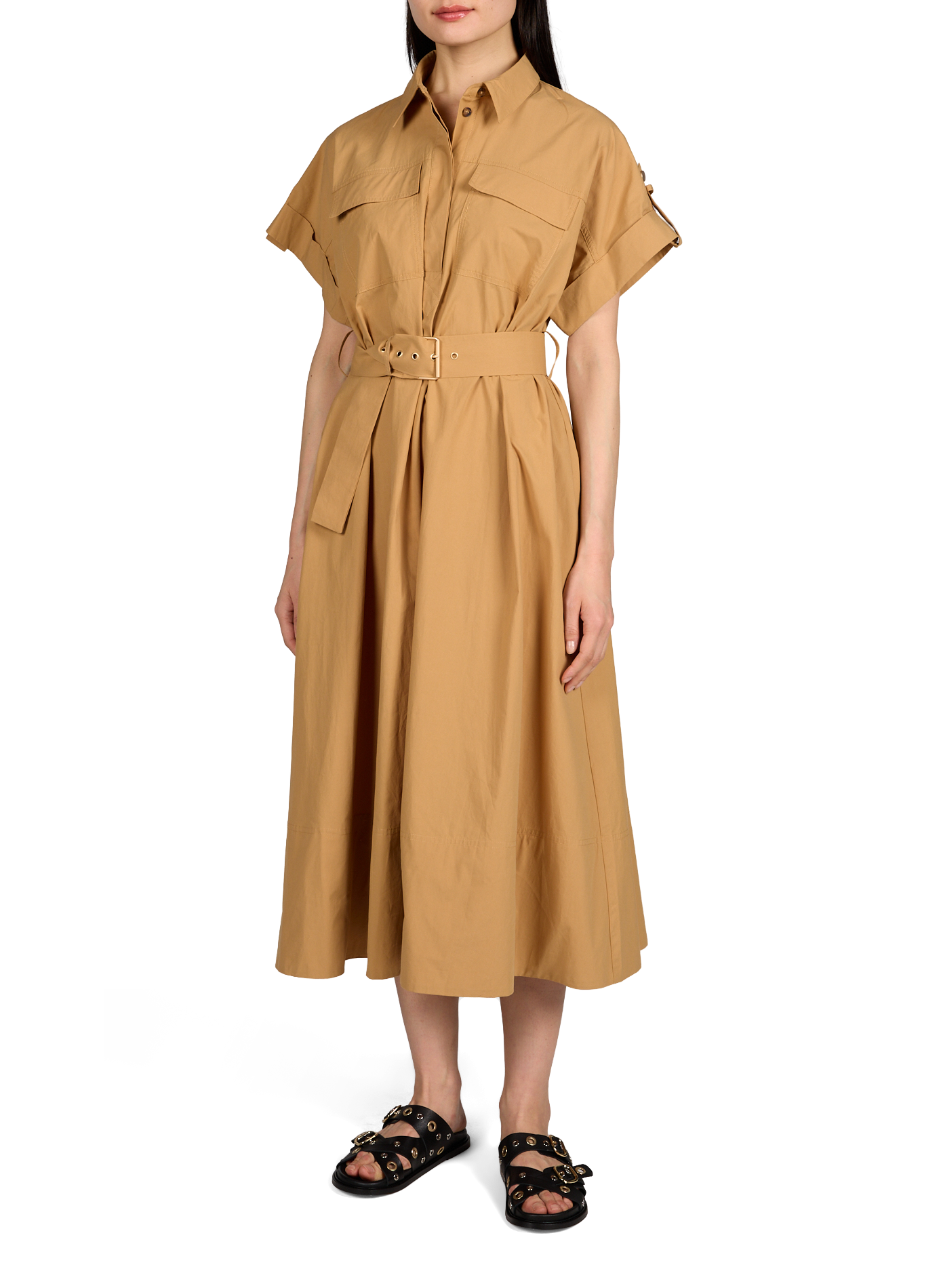 Robe longue et droite en coton SUNCOO Marron