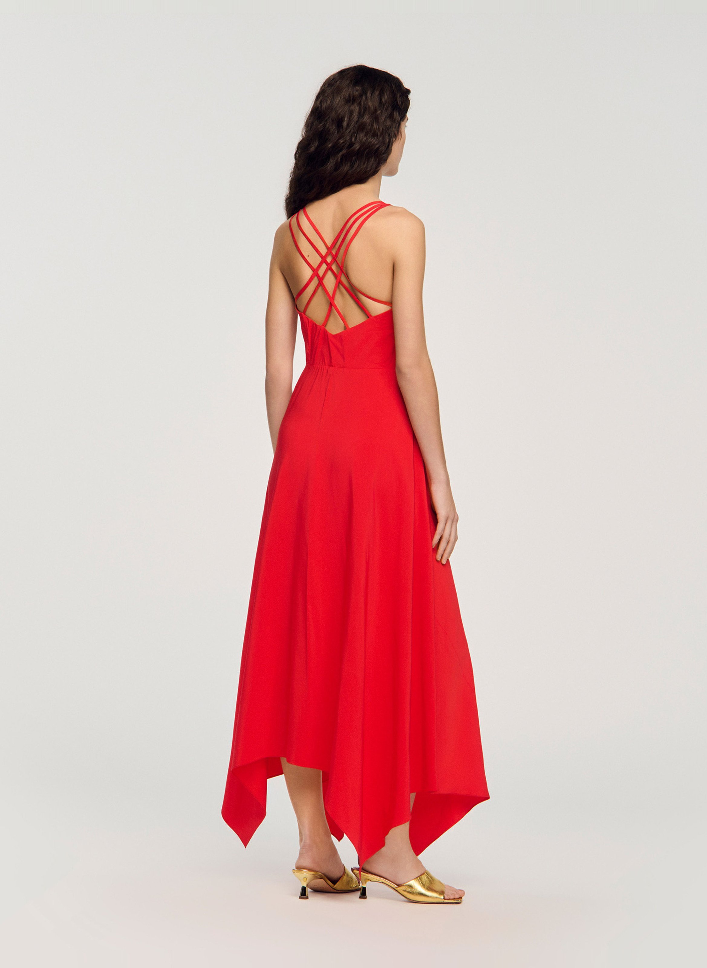 Robe midi asymétrique SANDRO Rouge