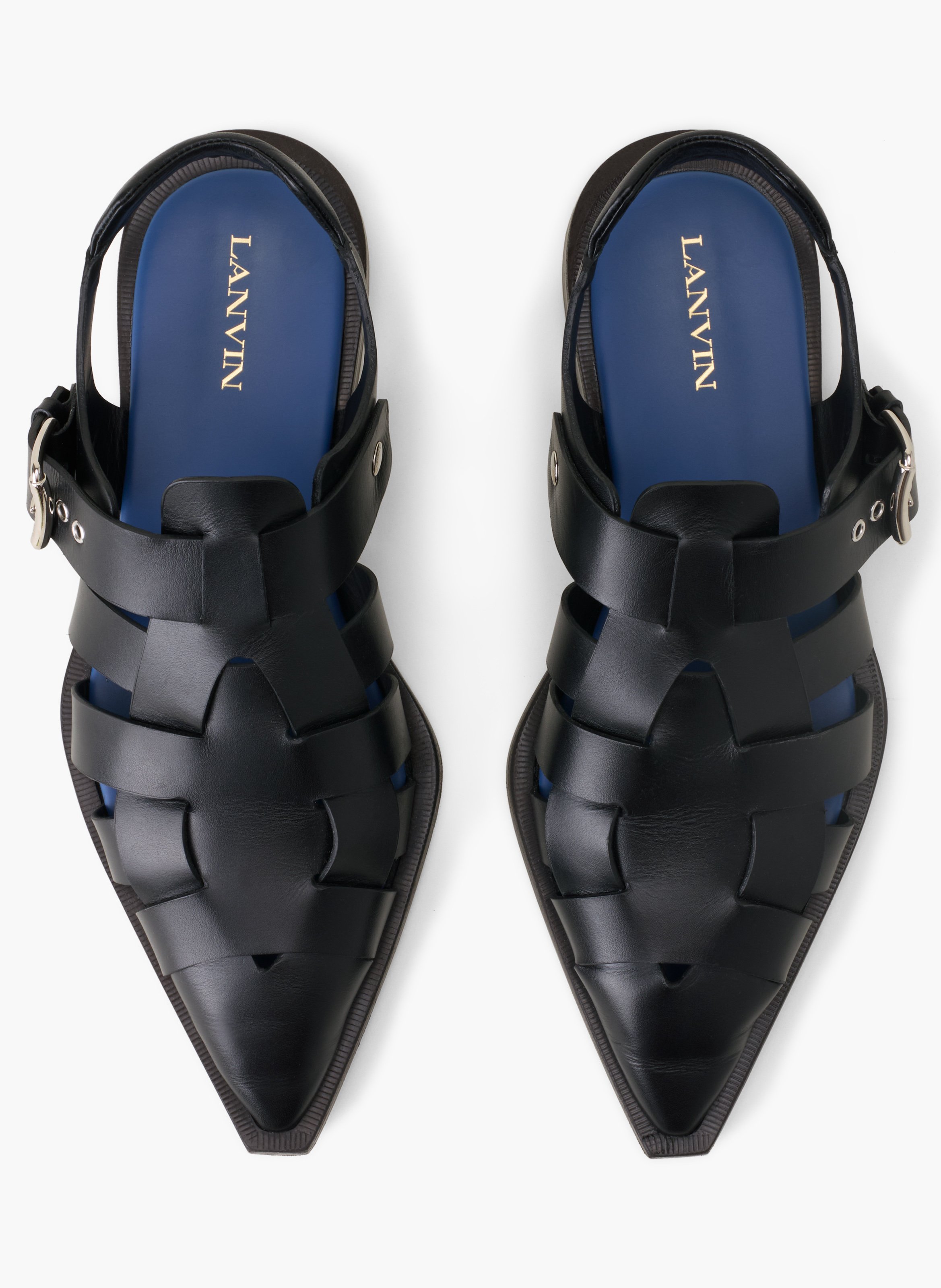 Sandale à bout pointu en cuir LANVIN Noir