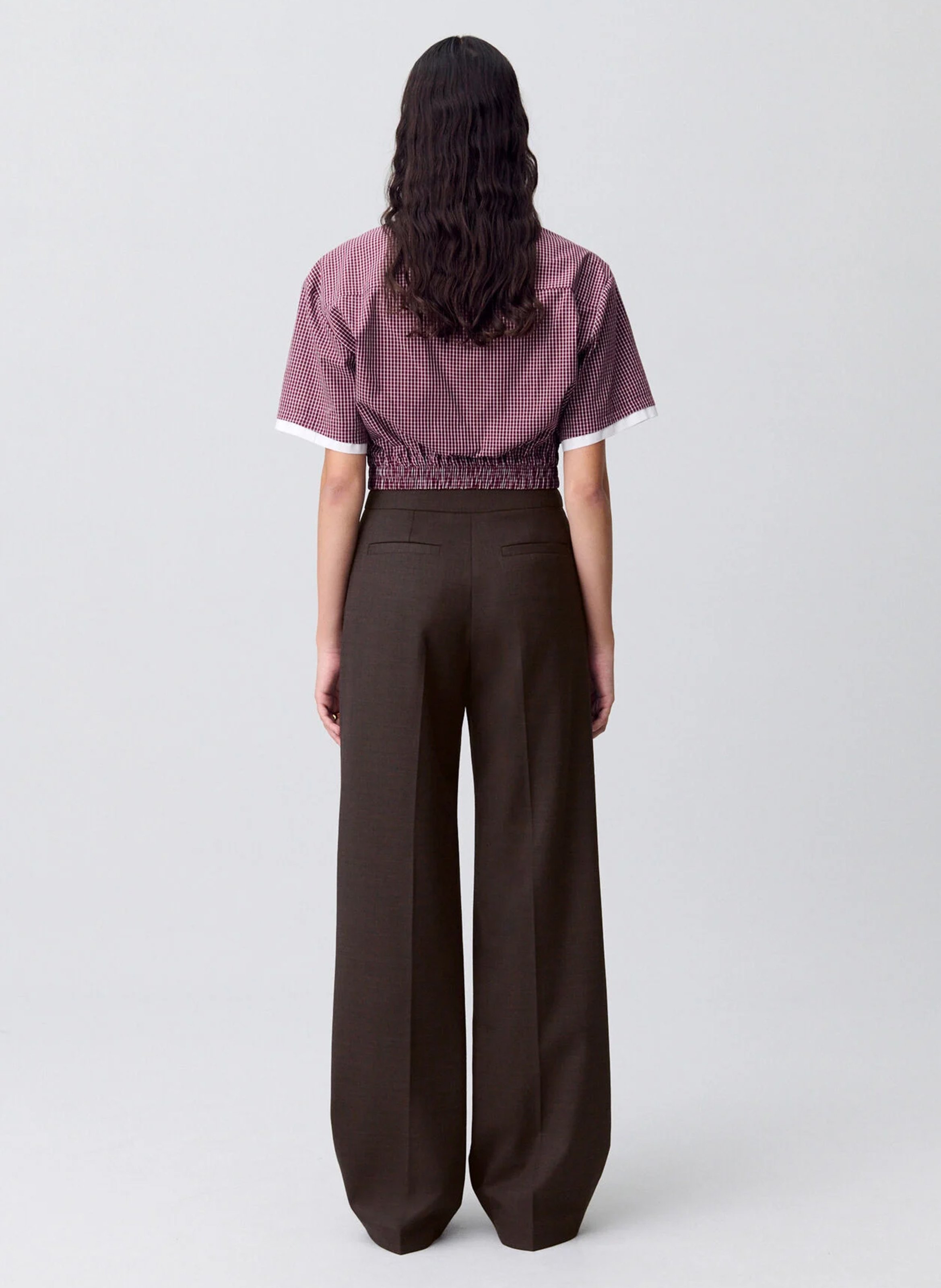 Pantalon droit uni en laine mélangée pistouni CLAUDIE PIERLOT Marron