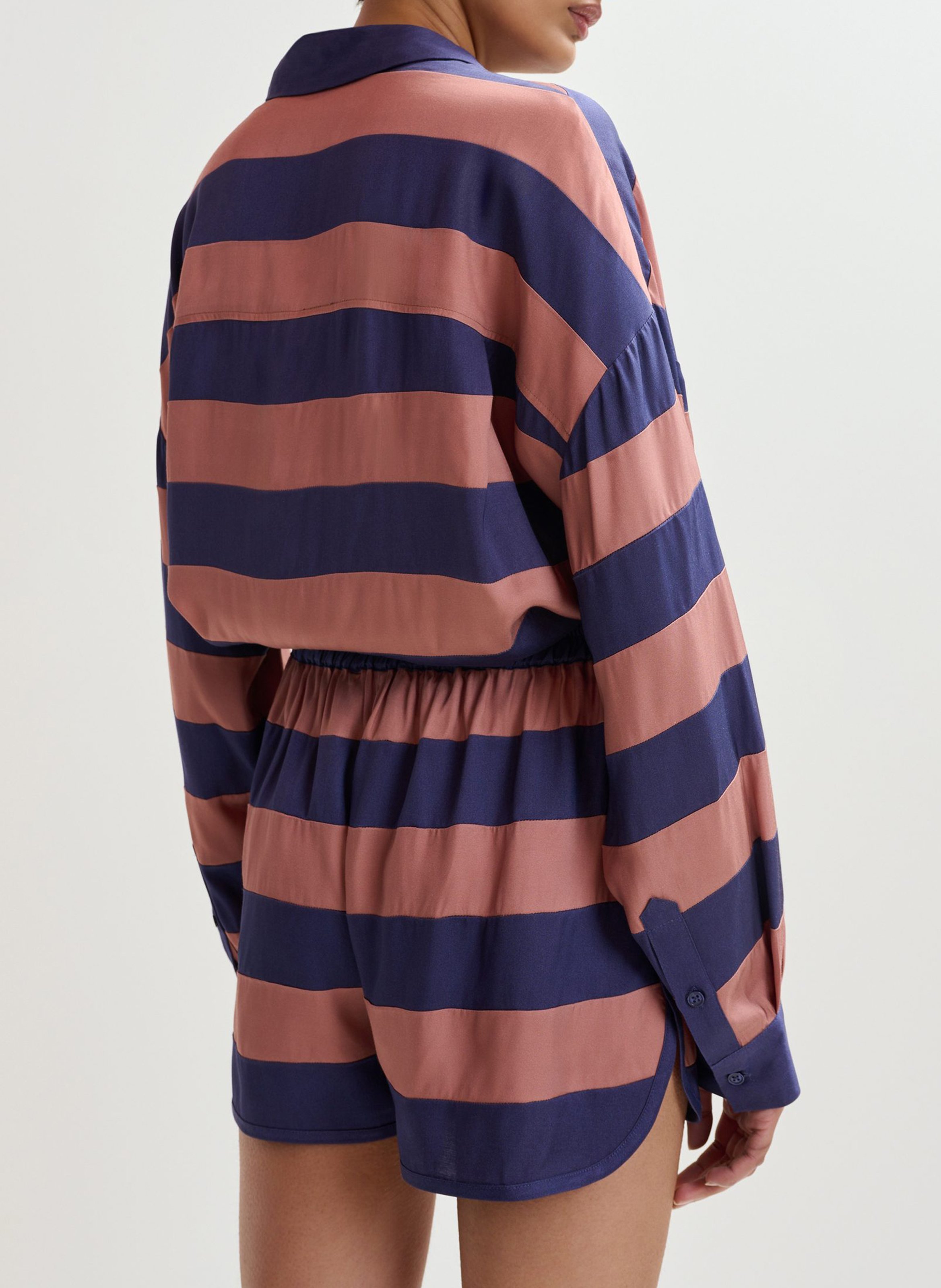Short large élastiqué à rayures jalana Rouge