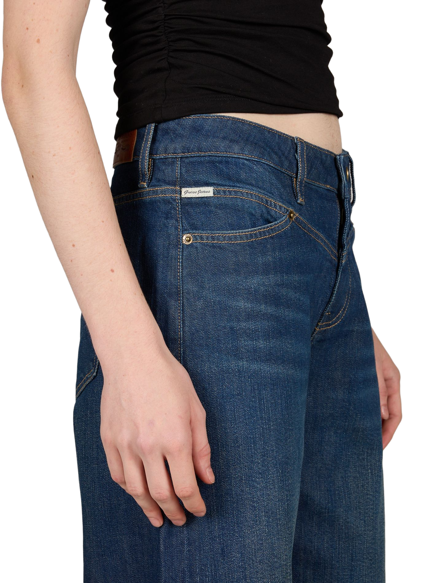 Wide cotton jeans GUESS Blue
