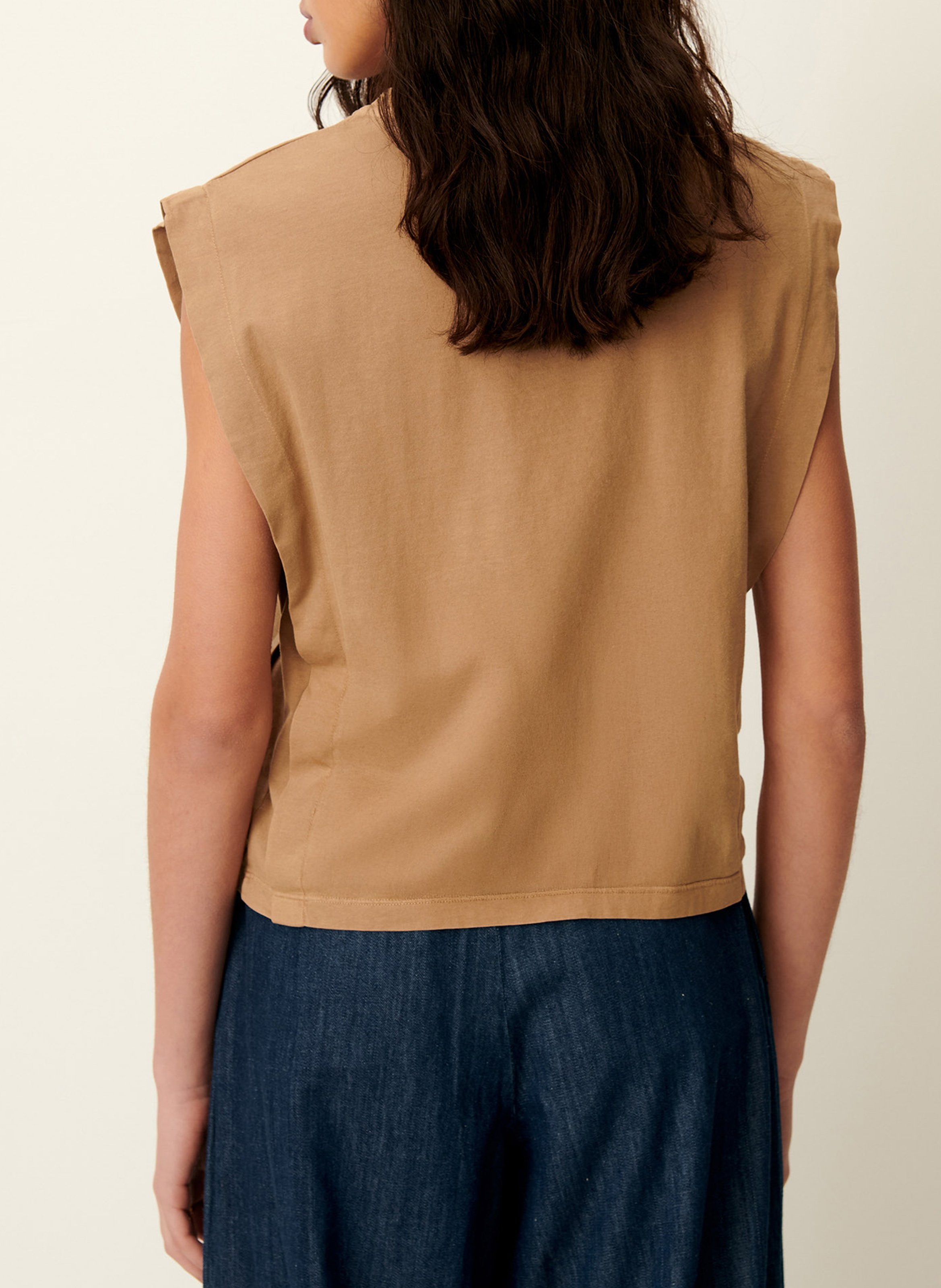 Tee-shirt col rond droit en coton bio orlando SESSUN Beige