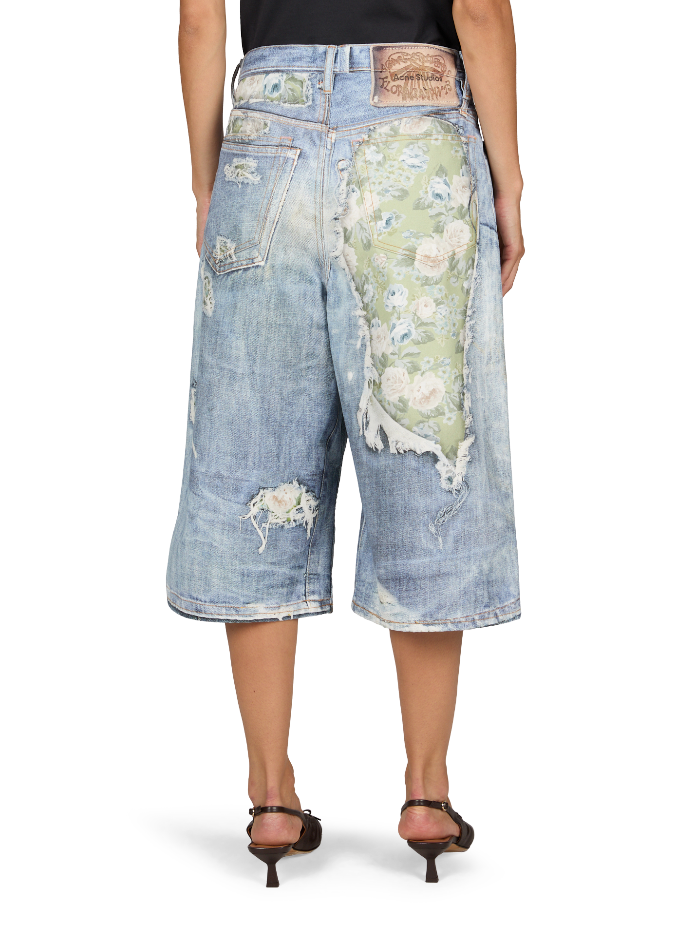 Bermuda in denim con motivo in cotone ACNE STUDIOS Blu