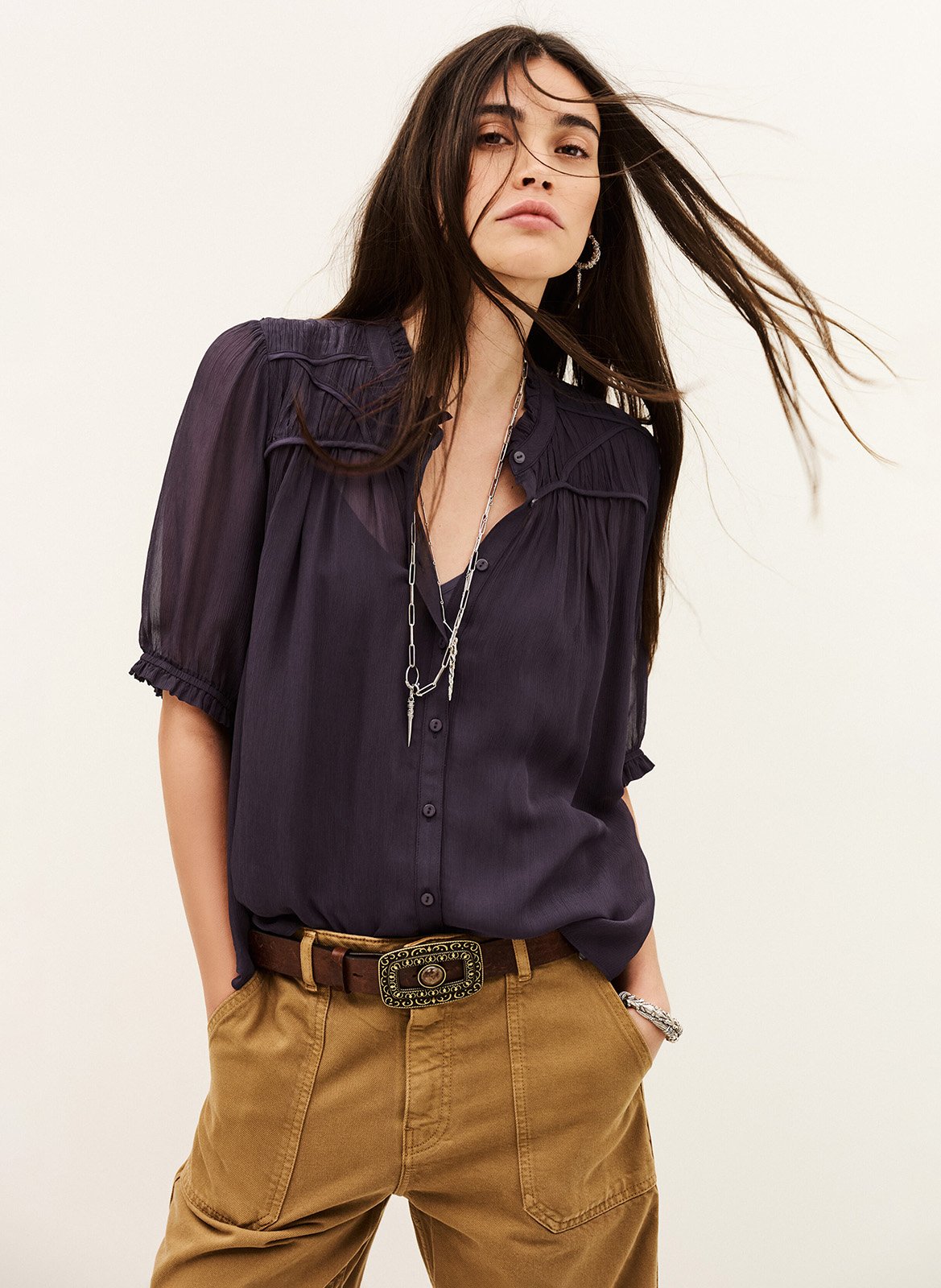 Blouse col rond olie BA&SH Violet