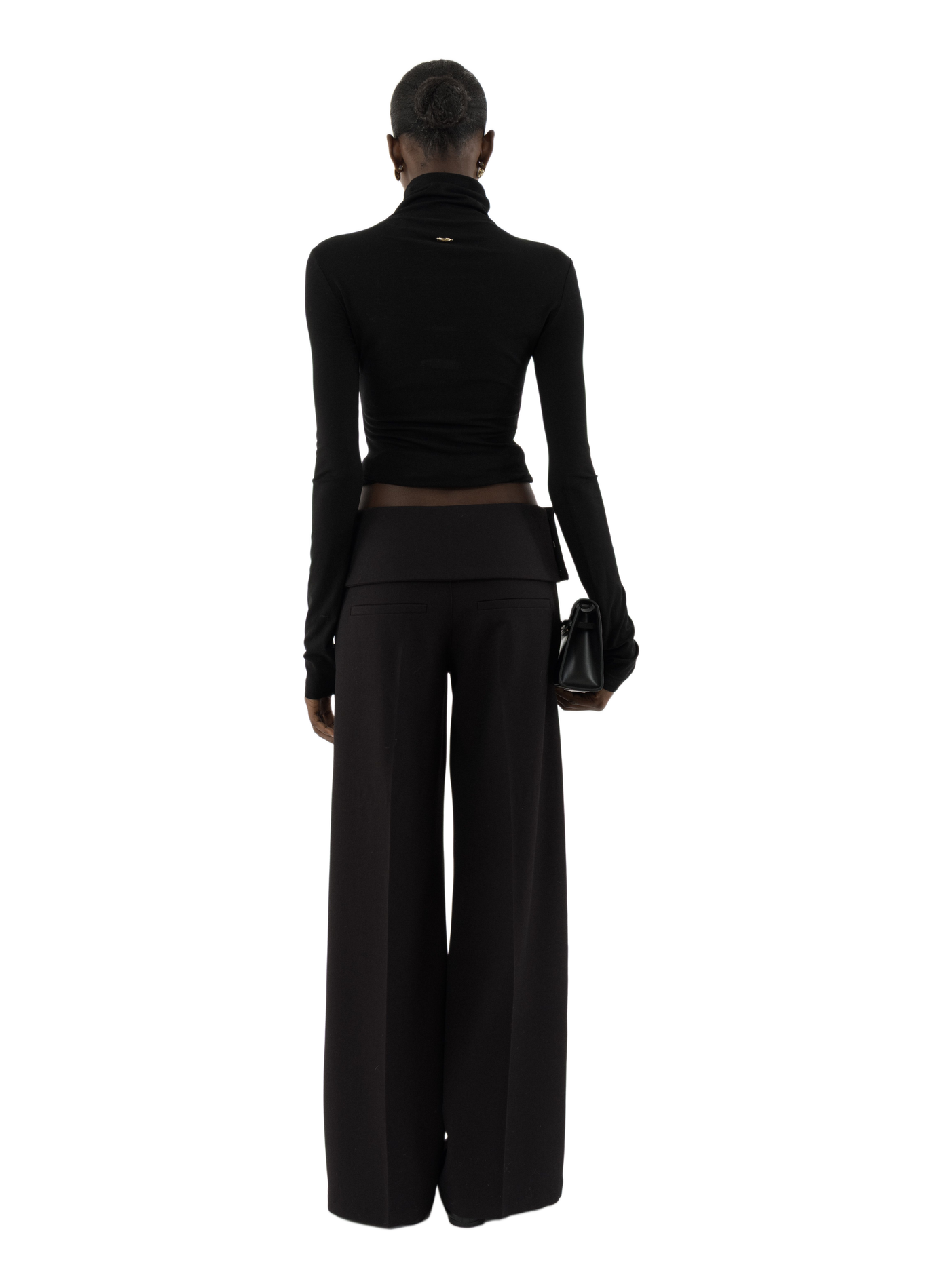 Pantalon large à taille haute repliée ARAKII Marron