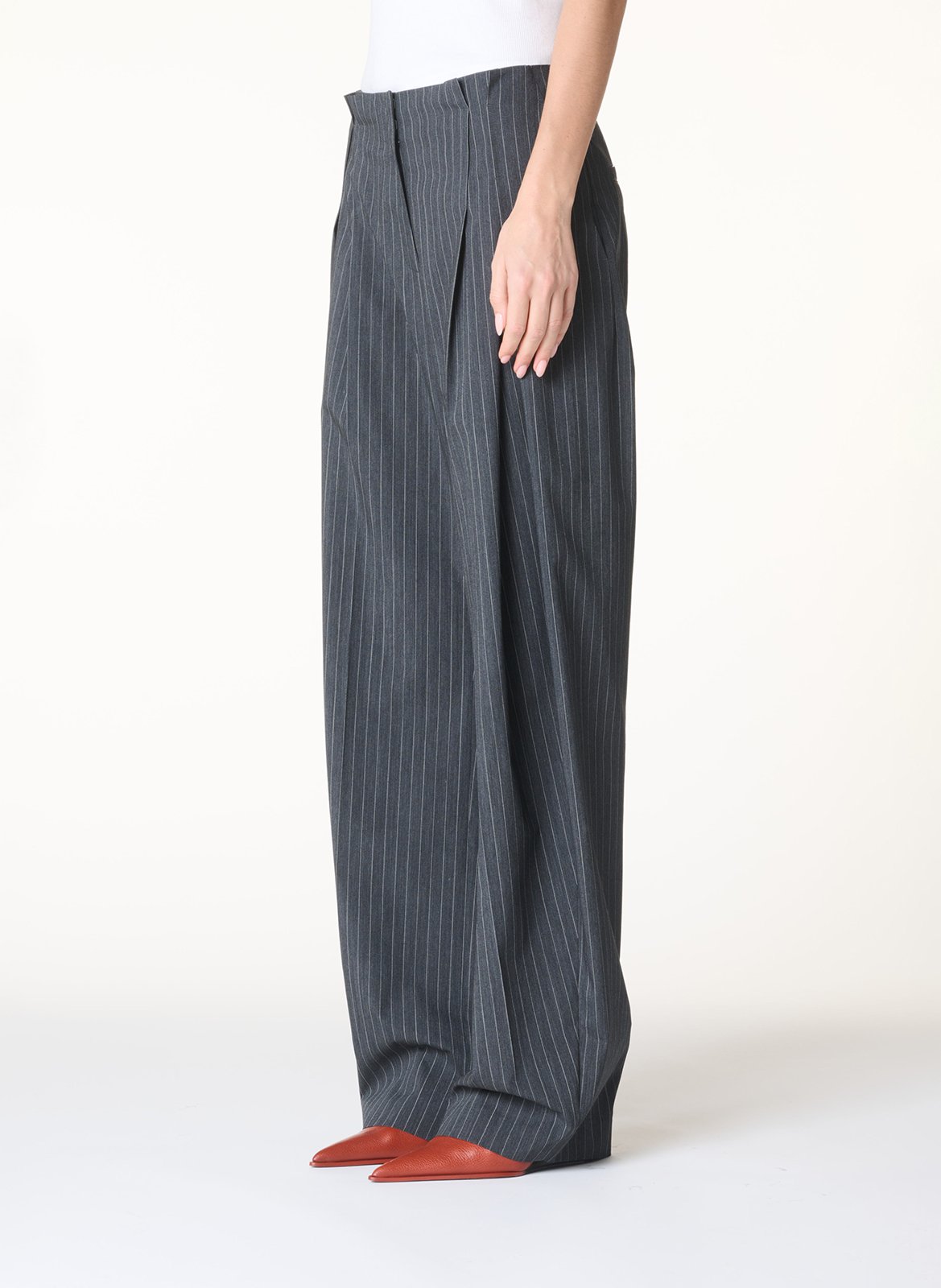 Pantalon droit en laine mélangée rayée kalie IRO Gris