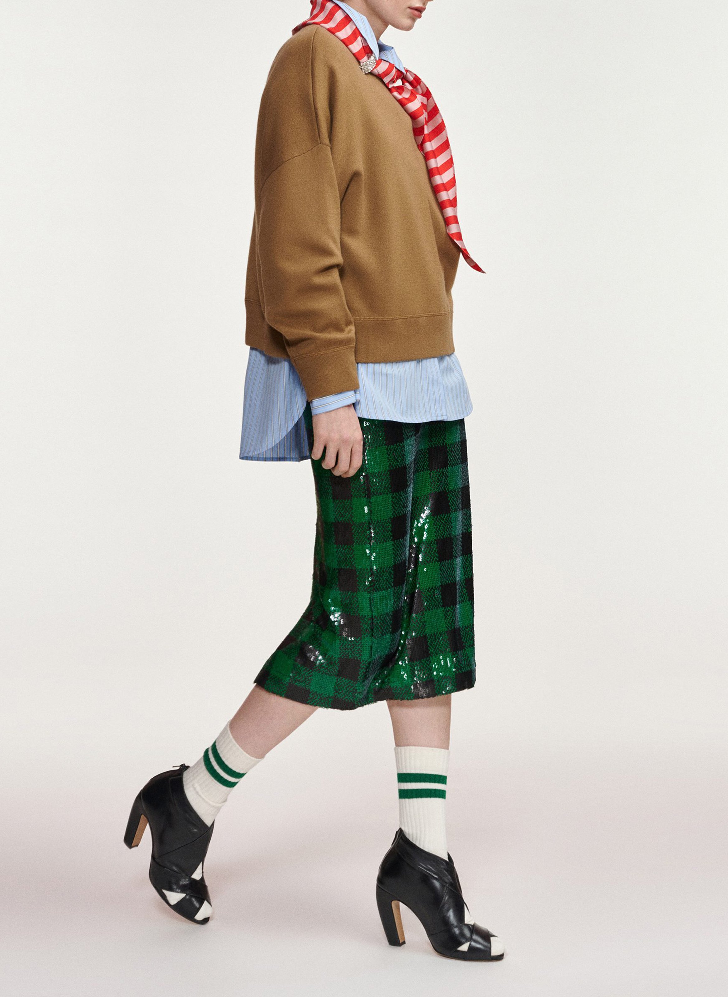 Pull ample à foulard rayé kurtis ESSENTIEL ANTWERP Marron