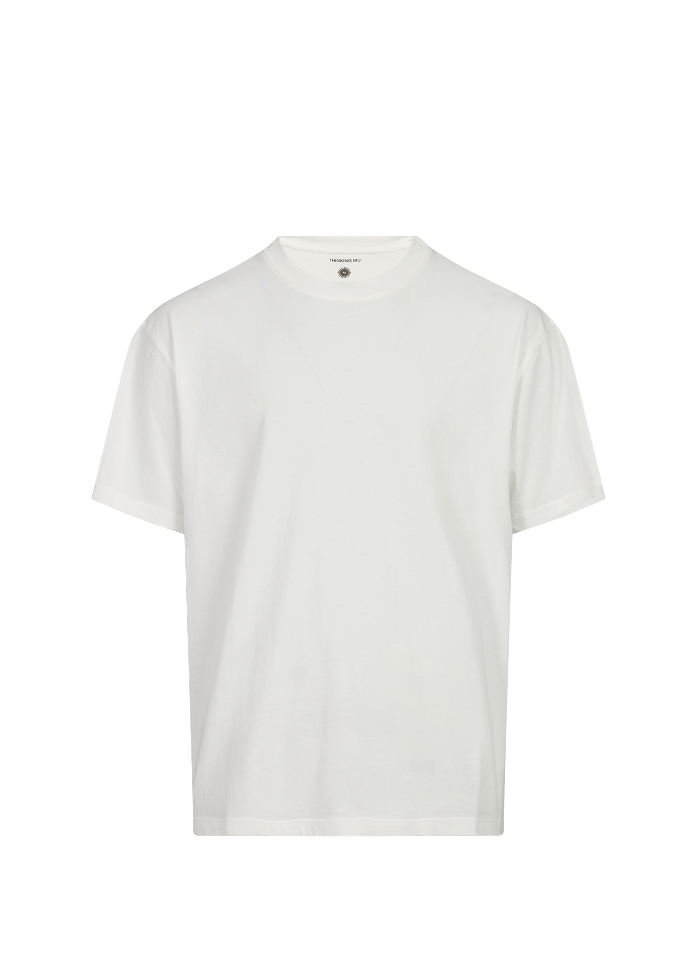 Gerader T-Shirt mit Rundhalsausschnitt und Print THINKING MU Weiss
