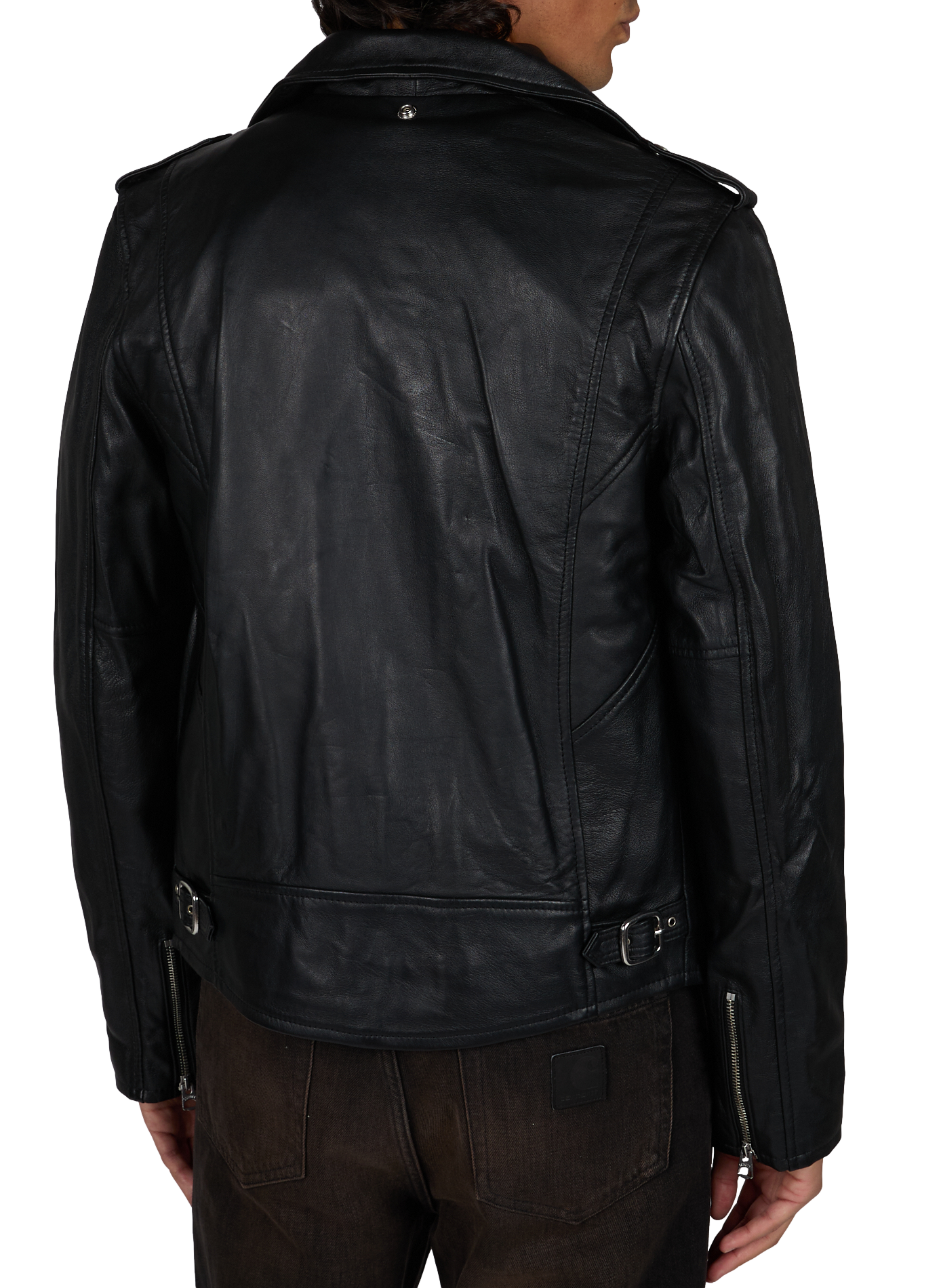 Blouson droit en cuir SCHOTT Noir