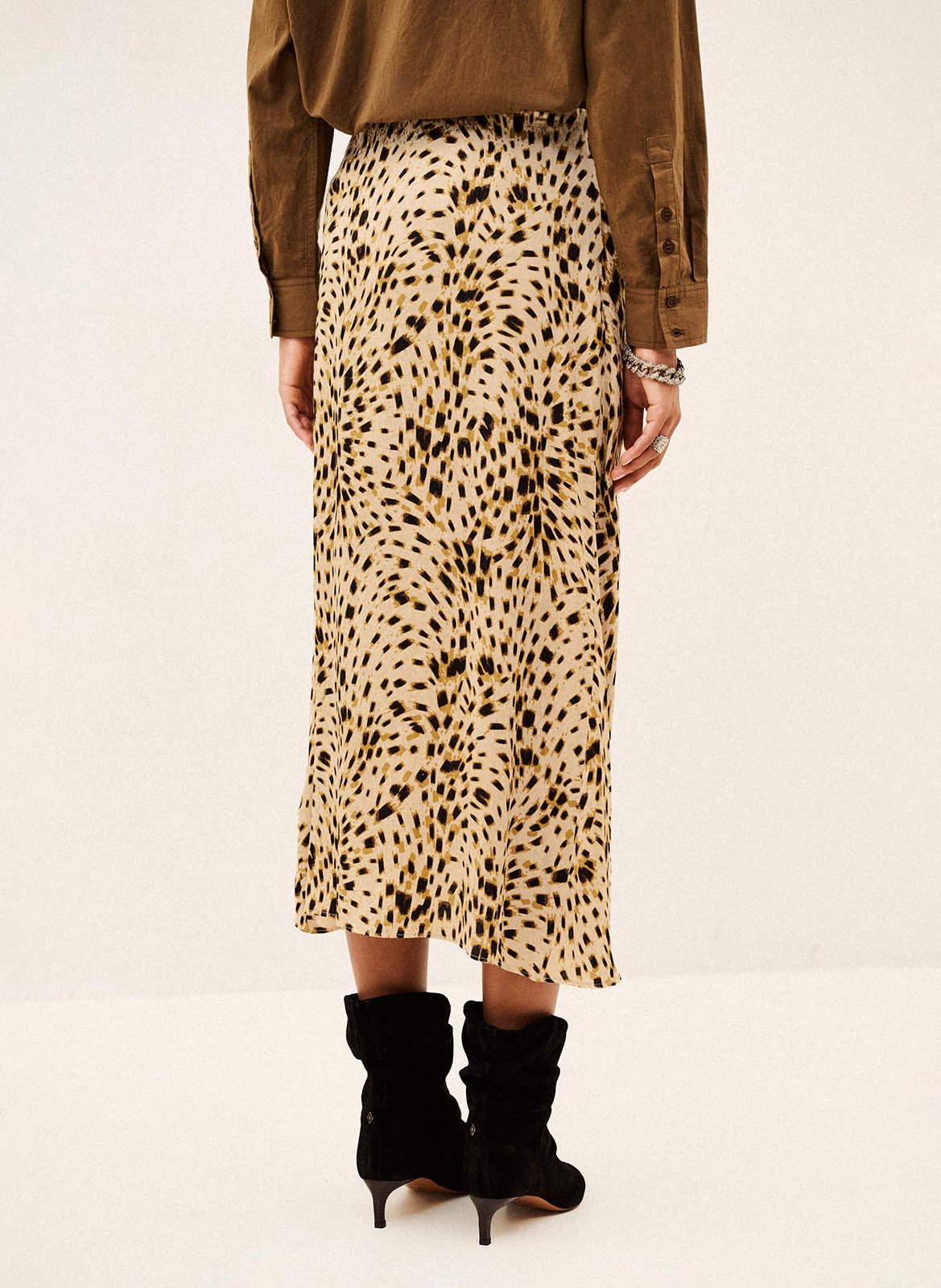 Jupe midi asymétrique à motifs hoema BA&SH Beige