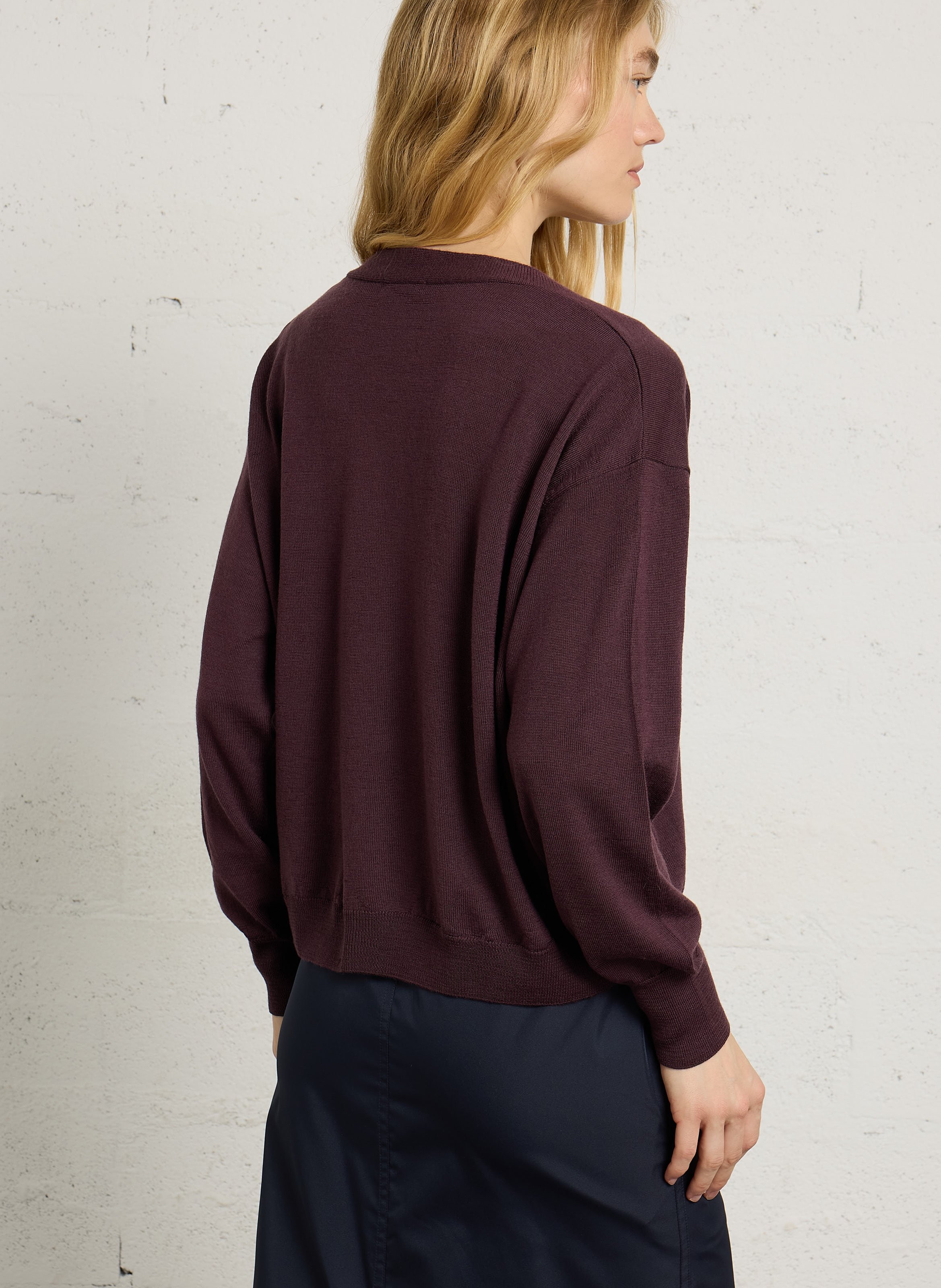 Gilet oversize col v en laine idem SOEUR Marron