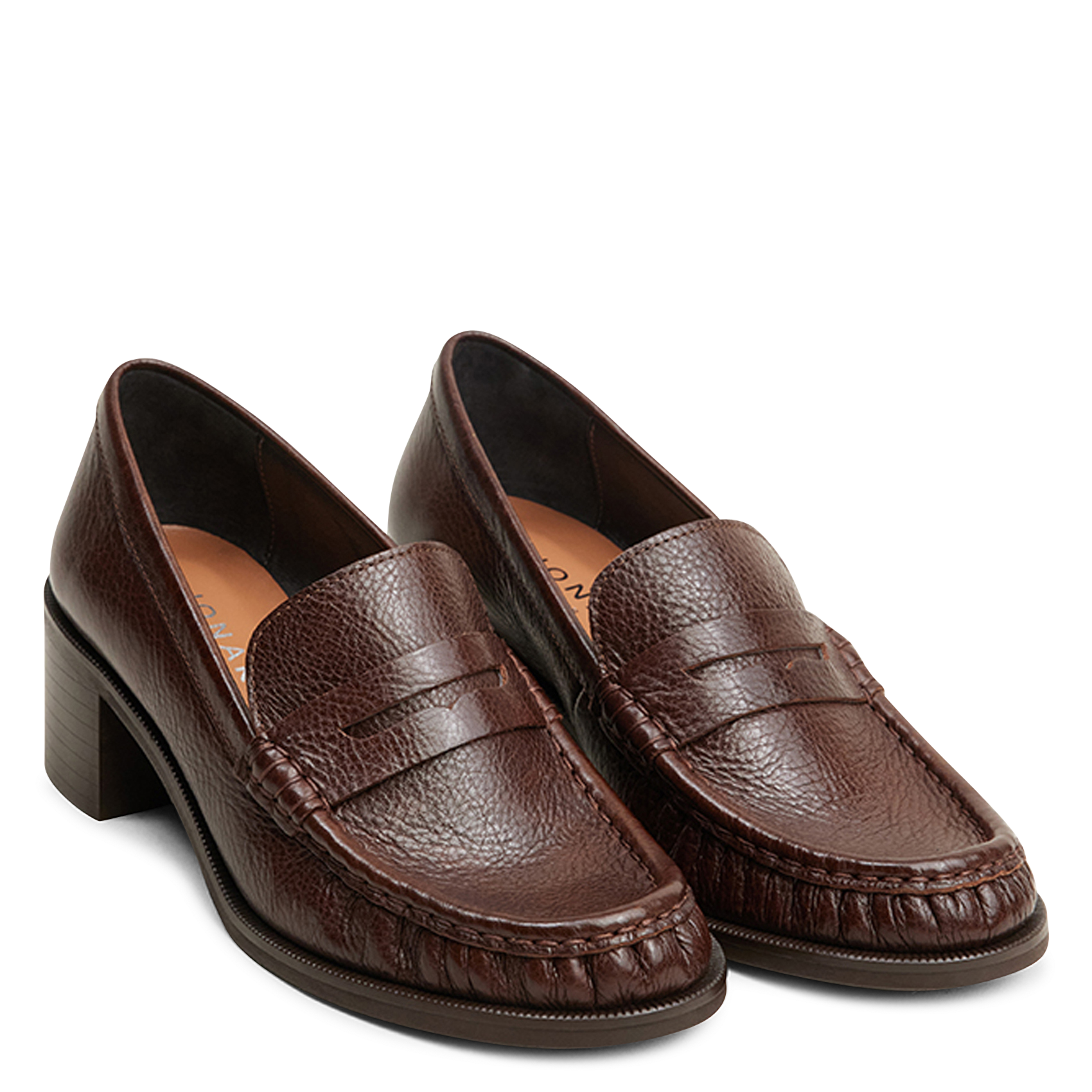 Mocassins à talons en cuir grainé delicieux JONAK Marron