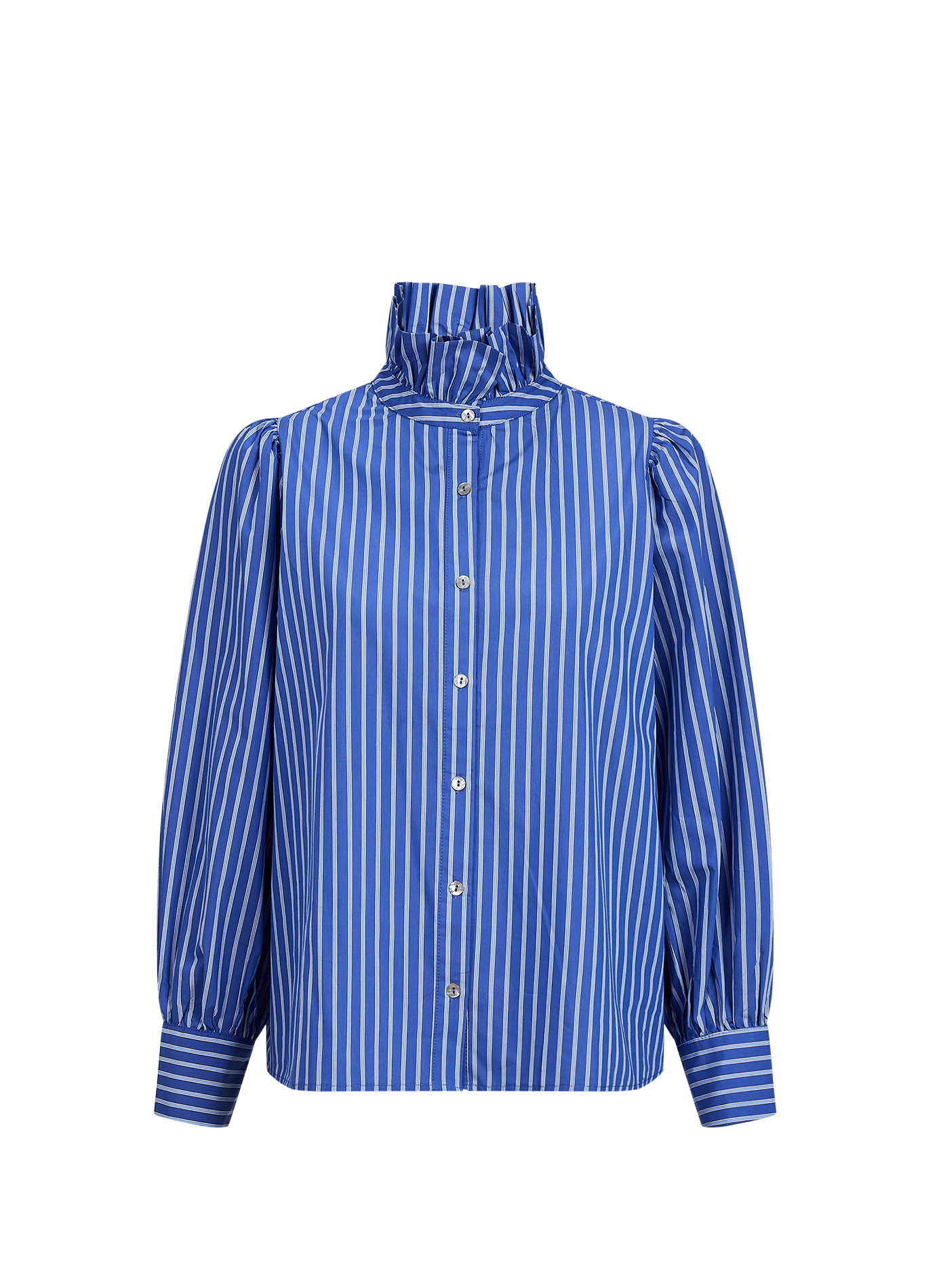 Chemise rayée à col montant en coton GARANCE Blau