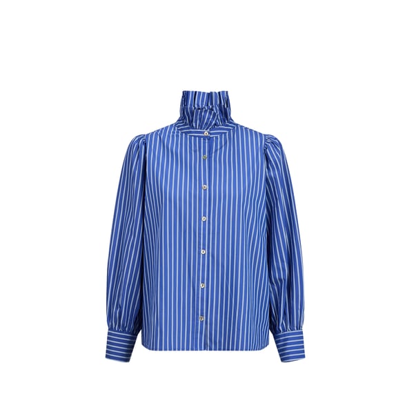 Chemise rayée à col montant en coton Chemise rayée à col montant en coton