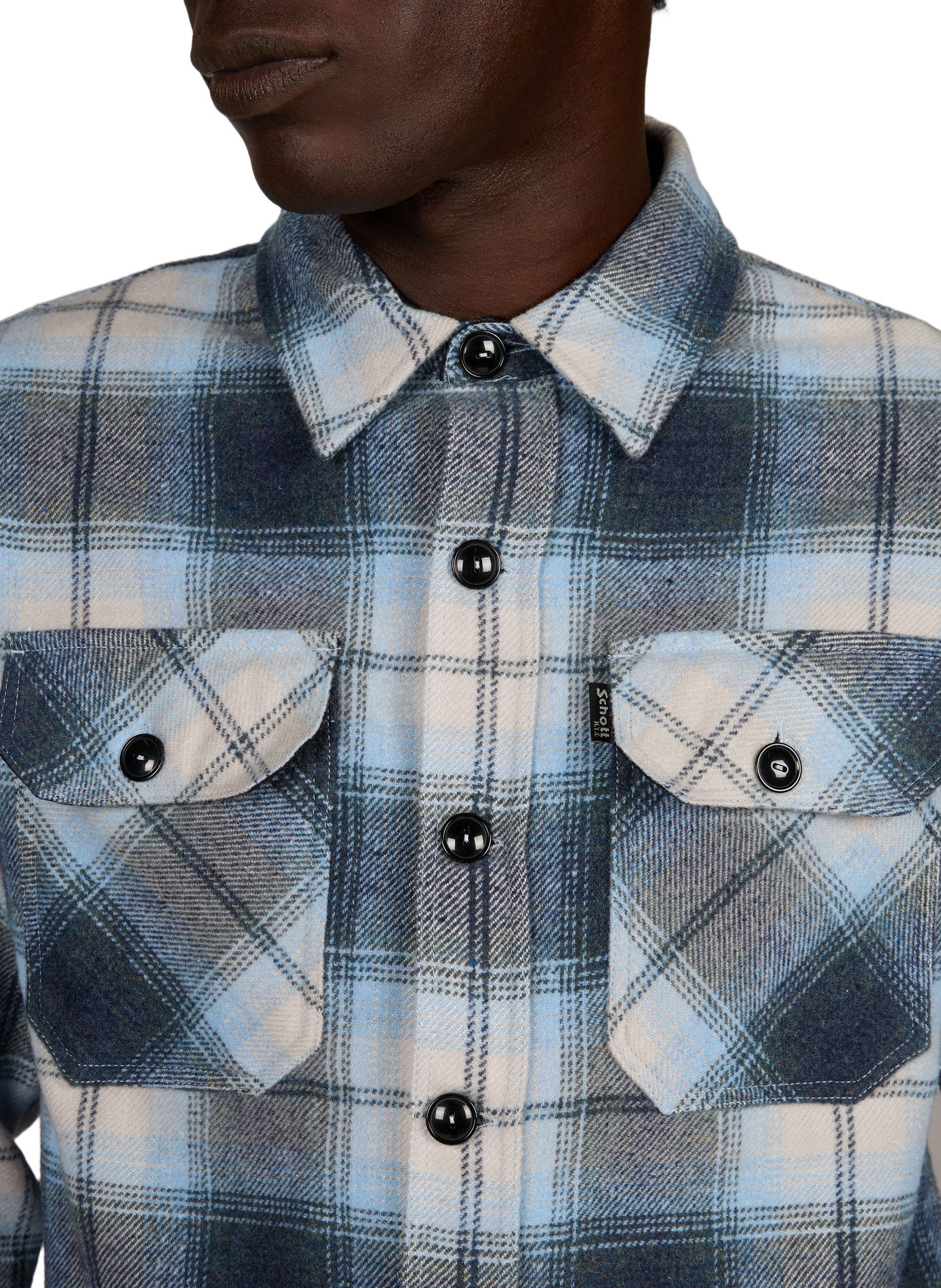 Shirt with classic plaid collar SCHOTT Blue