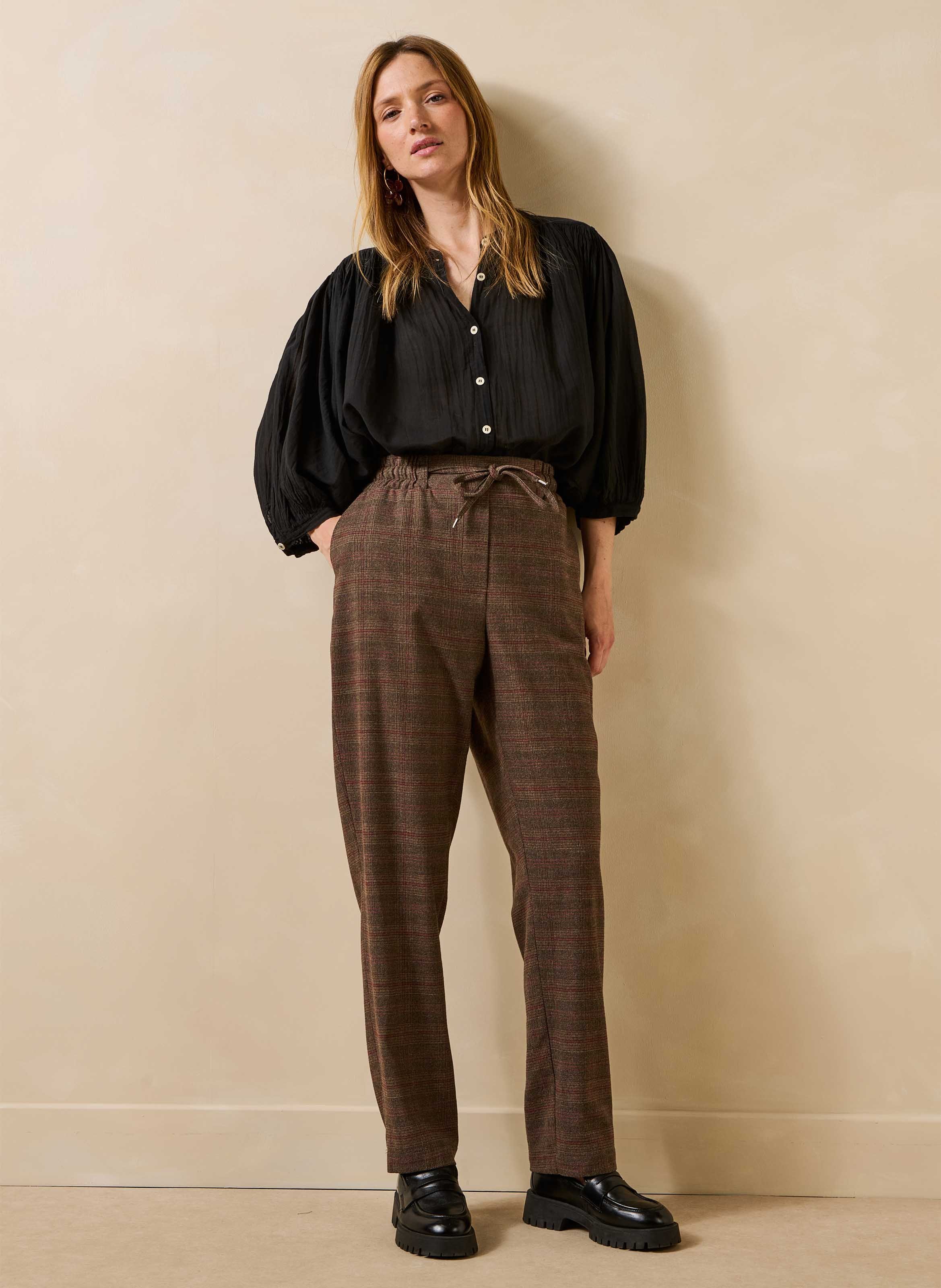 Rechte broek met ruitjes LA FEE MARABOUTEE Bruin