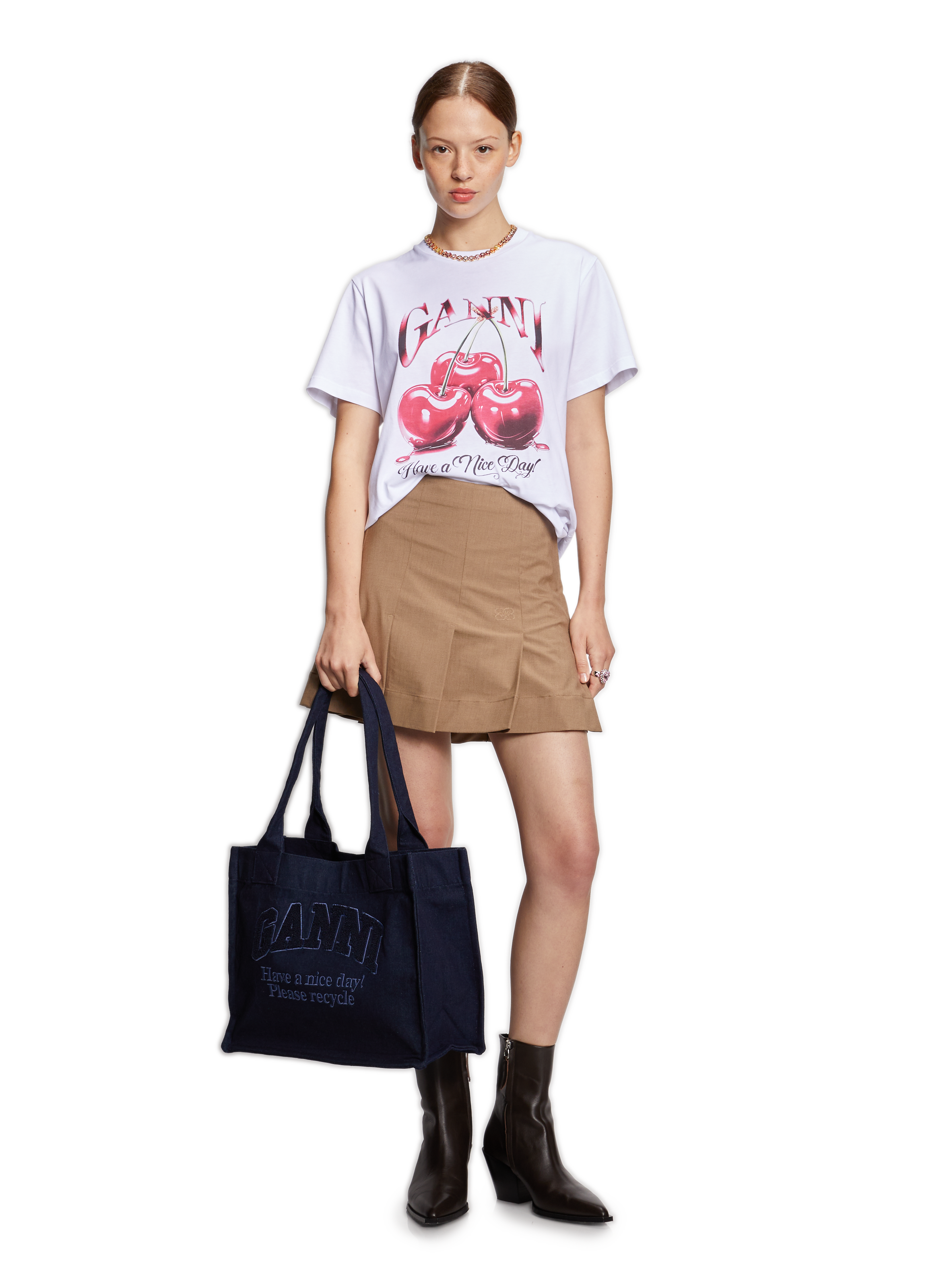 T-shirt en coton GANNI Blanc