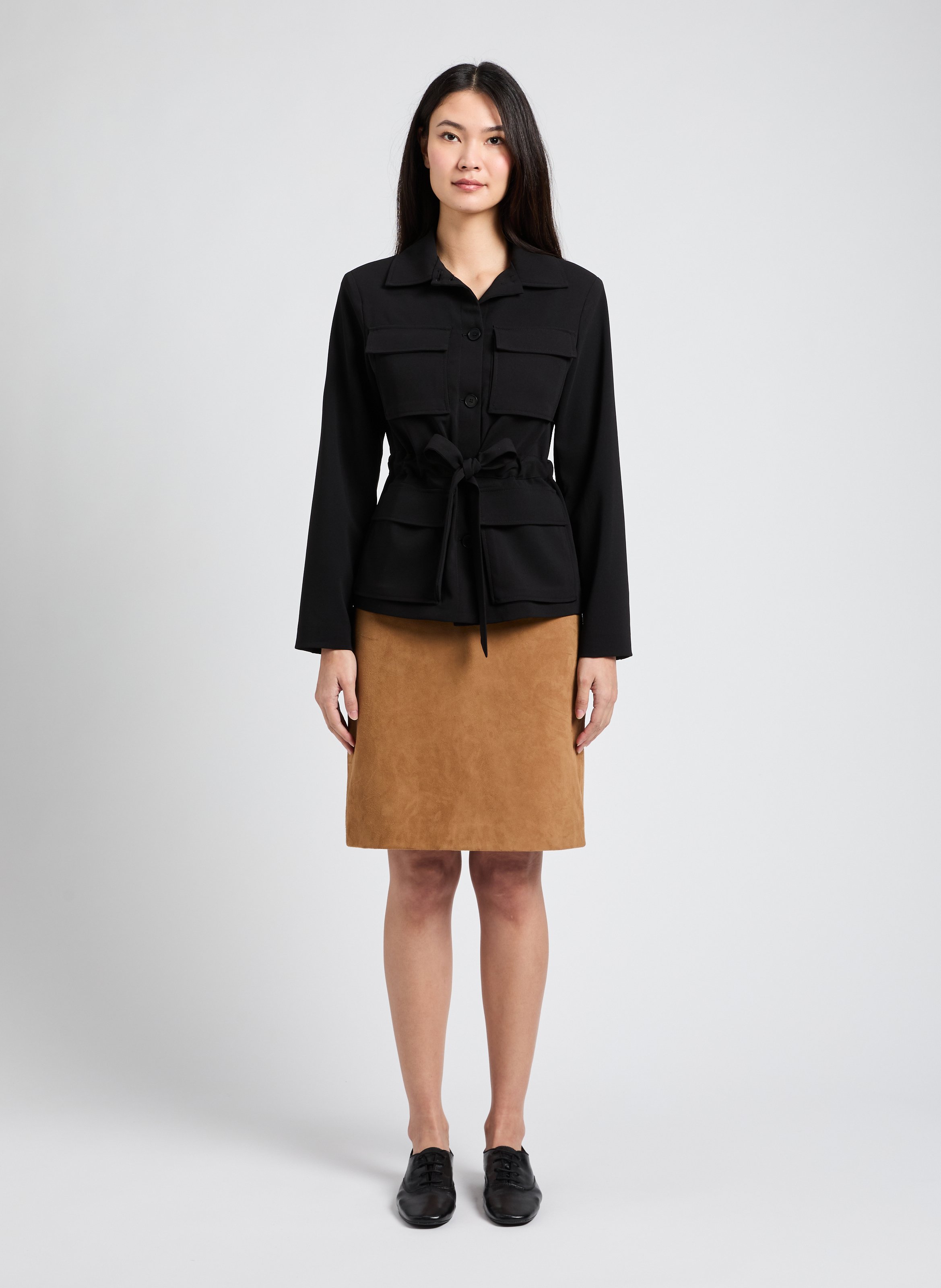 Jupe Volu en cuir de chèvre SAISON 1865 Marron