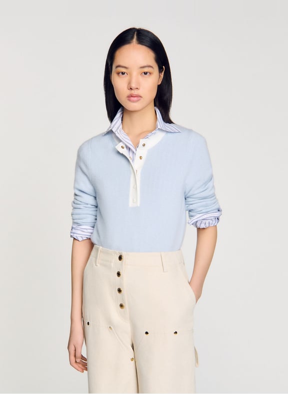 Pull droit en laine mélangée Bleu by SANDRO SANDRO Pull droit en laine mélangée Bleu