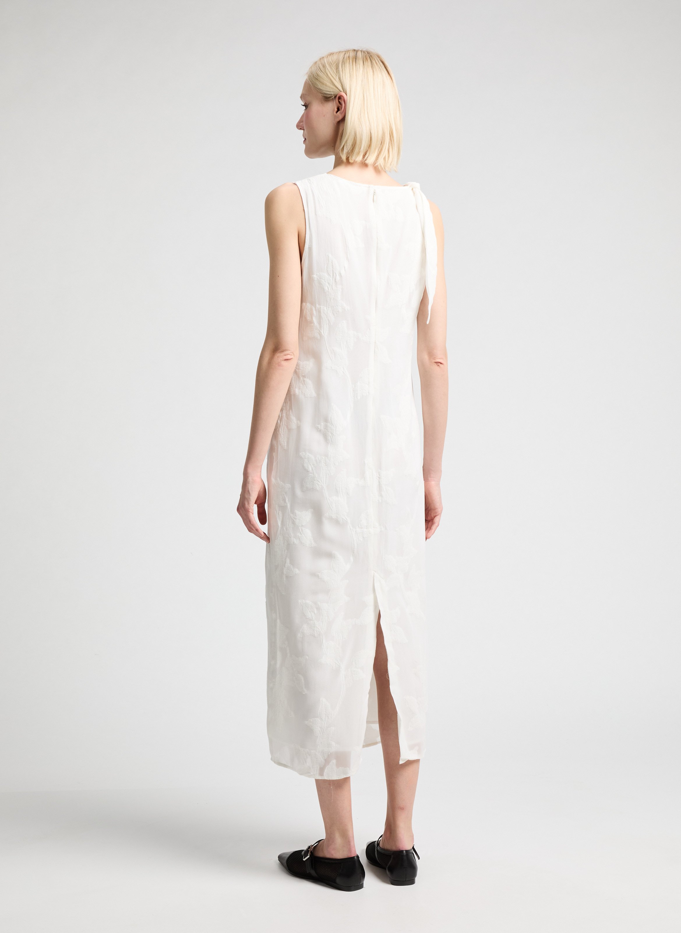 Robe midi en viscose et coton  SAMSOE SAMSOE Blanc
