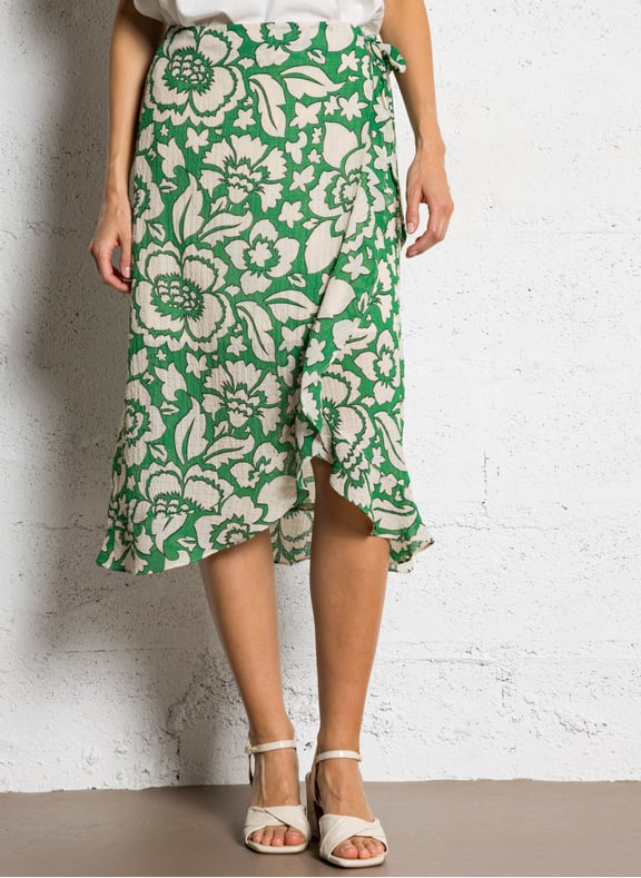 Jupe midi évasée à motifs Vert by IKKS IKKS Jupe midi évasée à motifs Vert