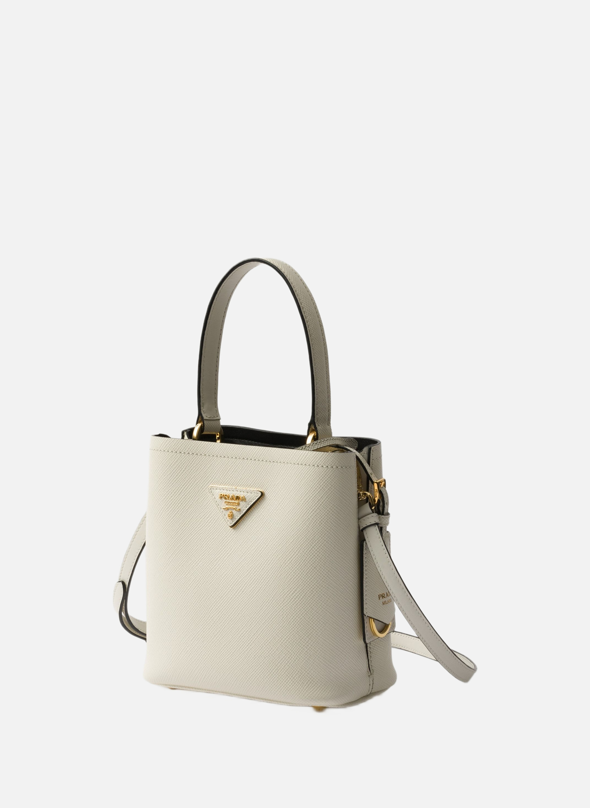 Mini sac prada panier en cuir saffiano PRADA Blanc